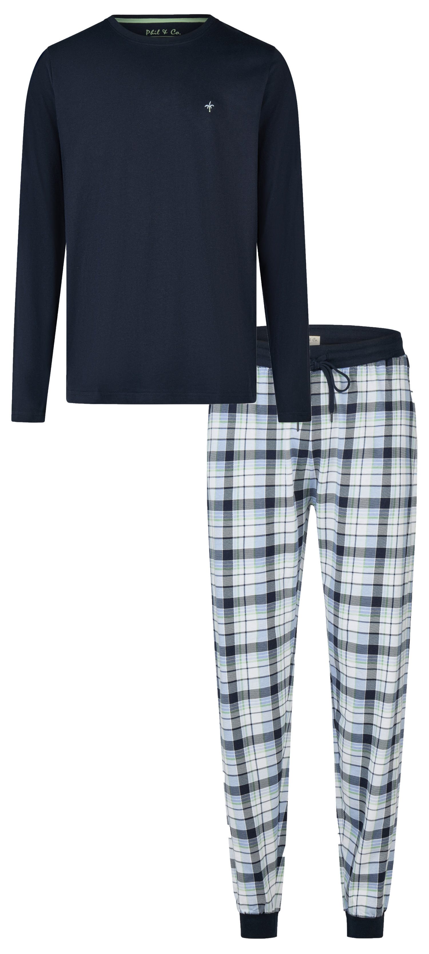 Schlafanzug Herren Pyjama langarm