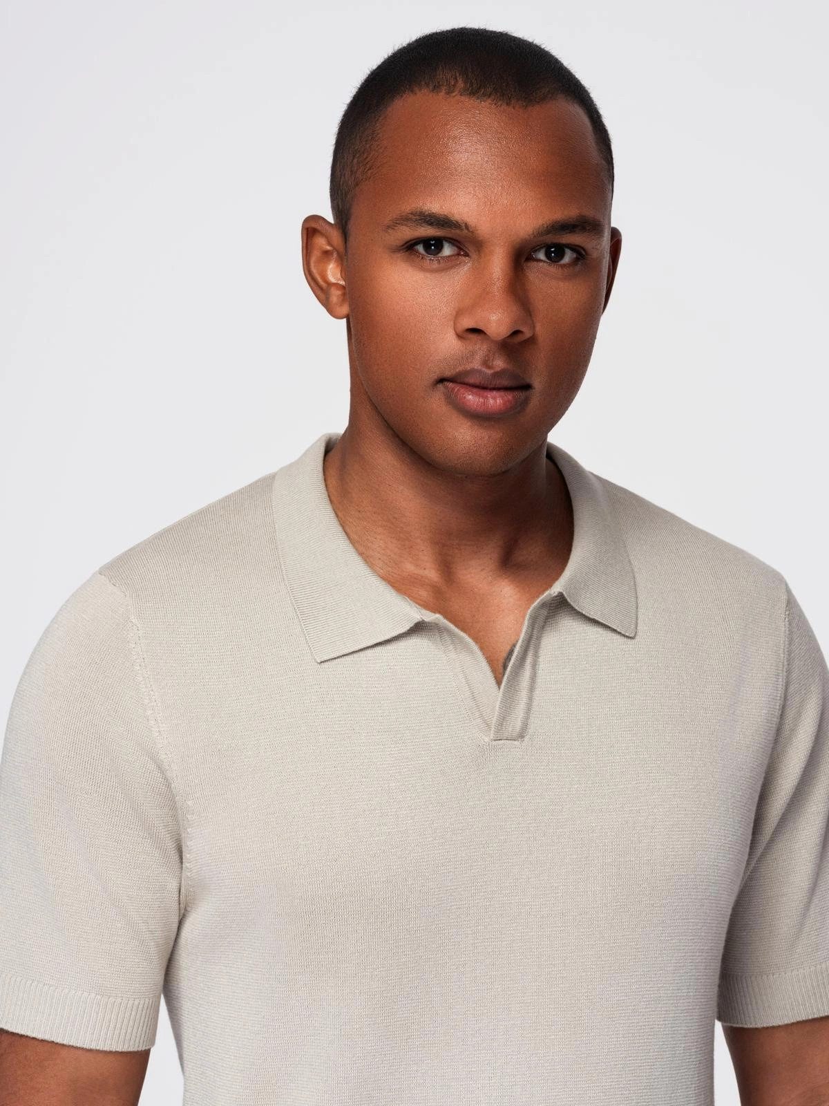 OMBRE Poloshirt Knopfloses Herren-Poloshirt mit klassischer Webart