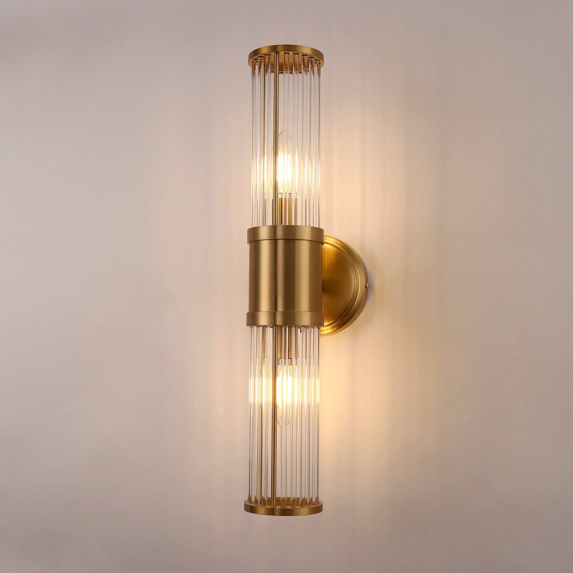 LOHAS-LED Wandleuchte Zweiflammige Wandleuchte mit geriffeltem Glas, ohne Leuchtmittel, Moderne Wandlampe mit zwei E14-Fassungen