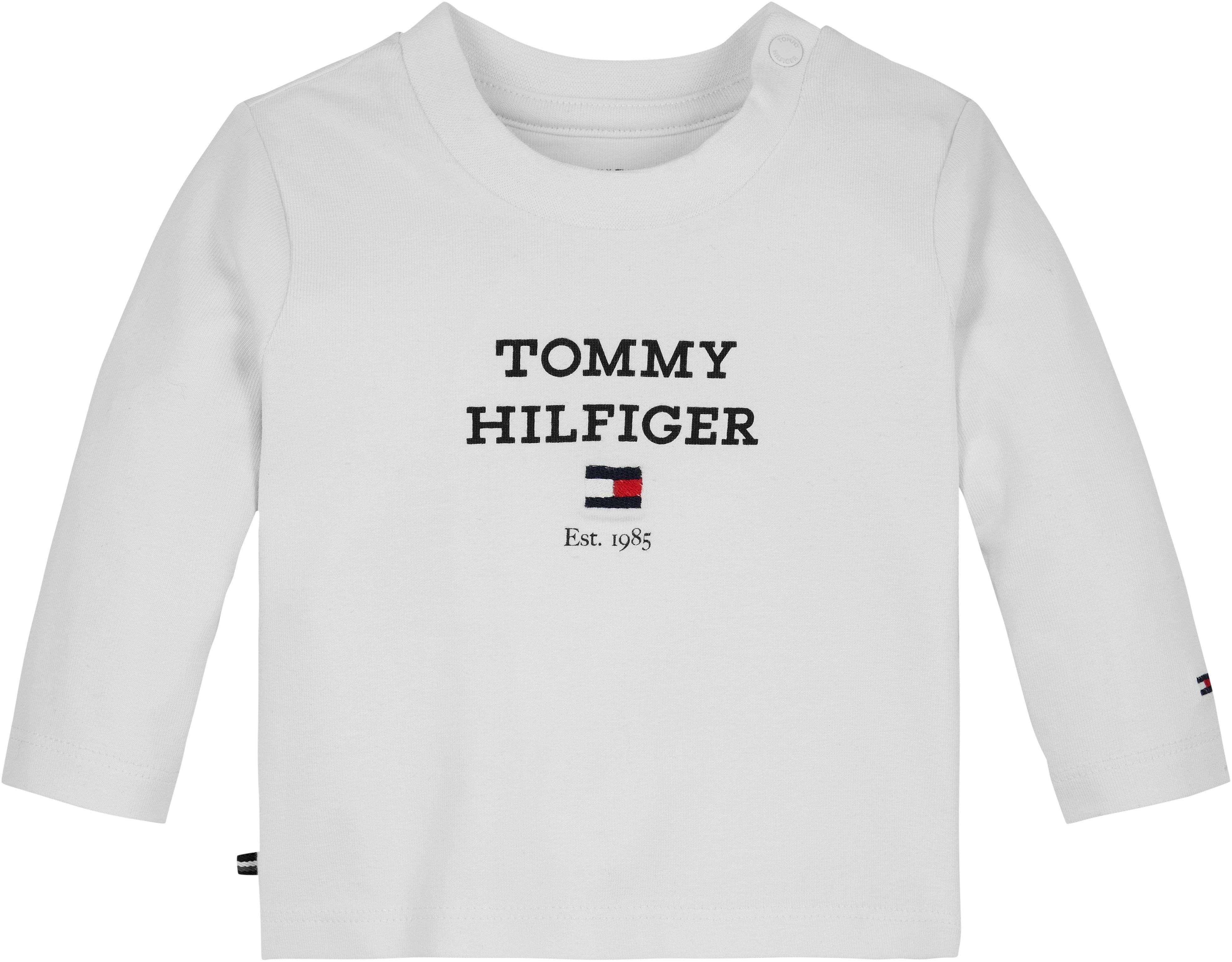 SET Tommy Logo-Stickereien Latzkleid DUNGAREE DENIM Hilfiger (2-tlg) mit BABY