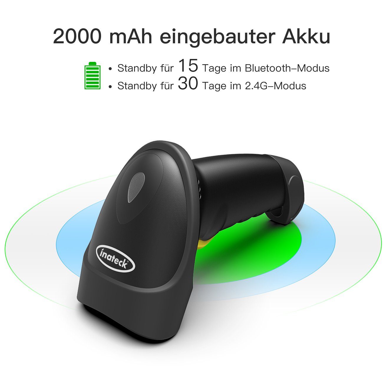 Inateck Barcode Scanner 2D Bluetooth, Wireless QR Code Scanner Handscanner