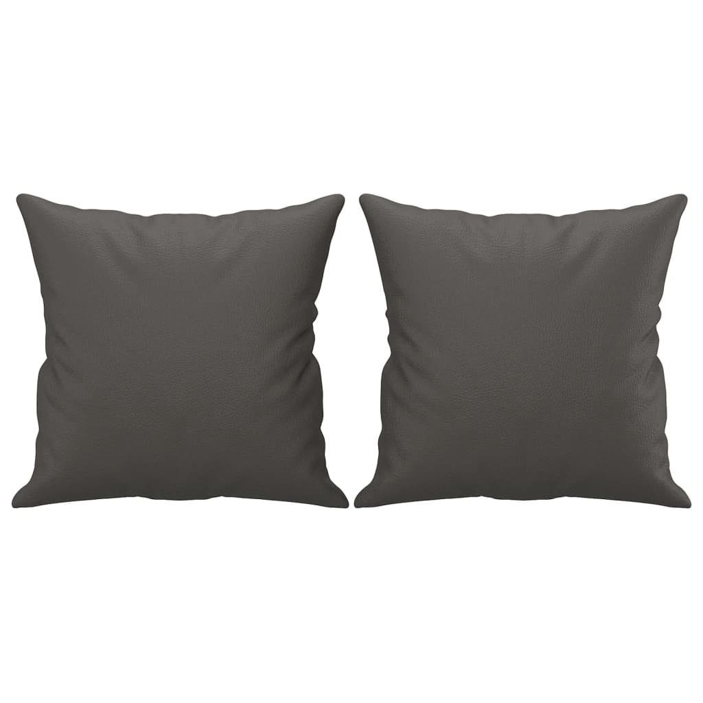 vidaXL Zierkissen Zierkissen 2 Stk. Grau 40x40 cm Kunstleder, (1 St)