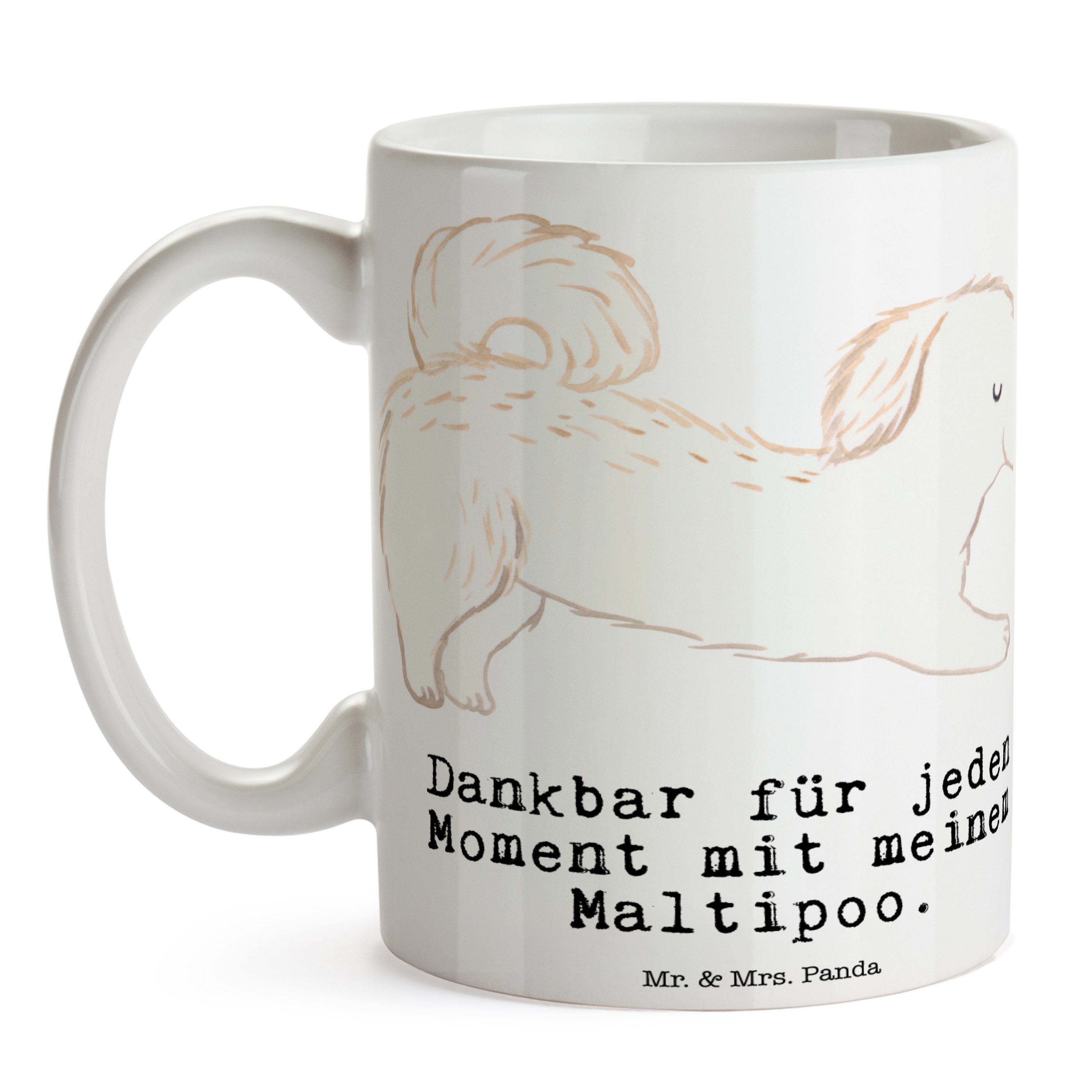Geschenk, Moment Mrs. - Kaffeebecher, Weiß Maltipoo Kreuzung, Keramik Panda Schenken, Tasse - Mr. &