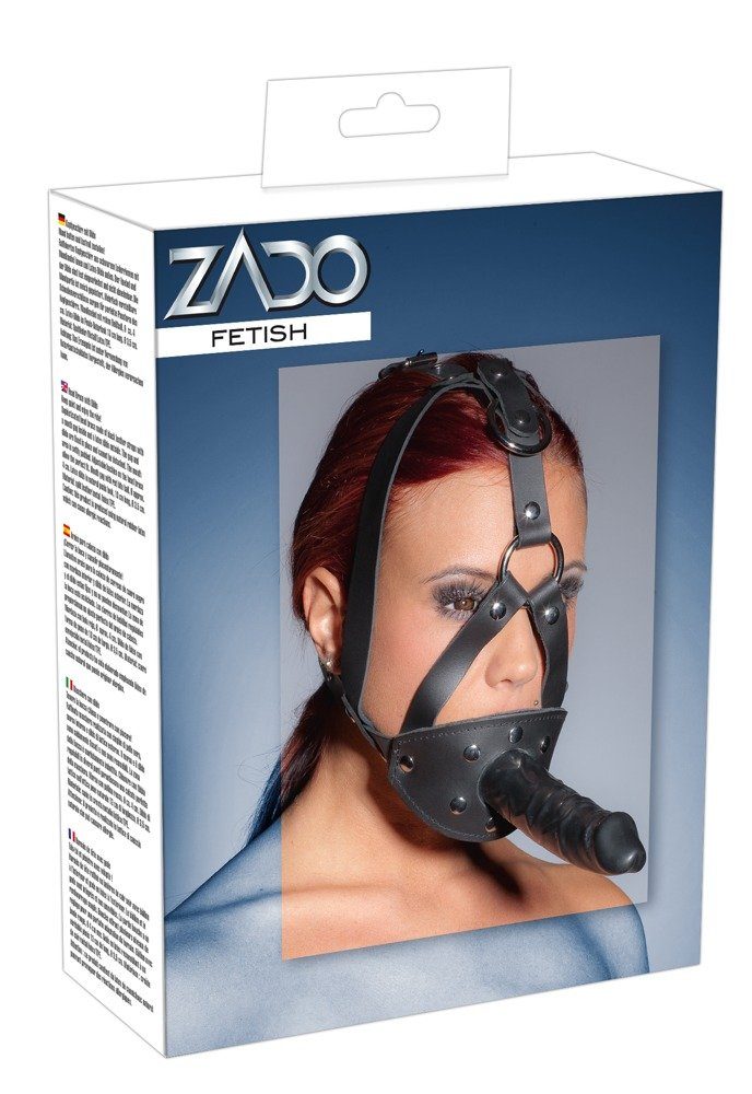 ZADO Erotik-Maske ZADO- Leder Kopfgeschirr Dildo
