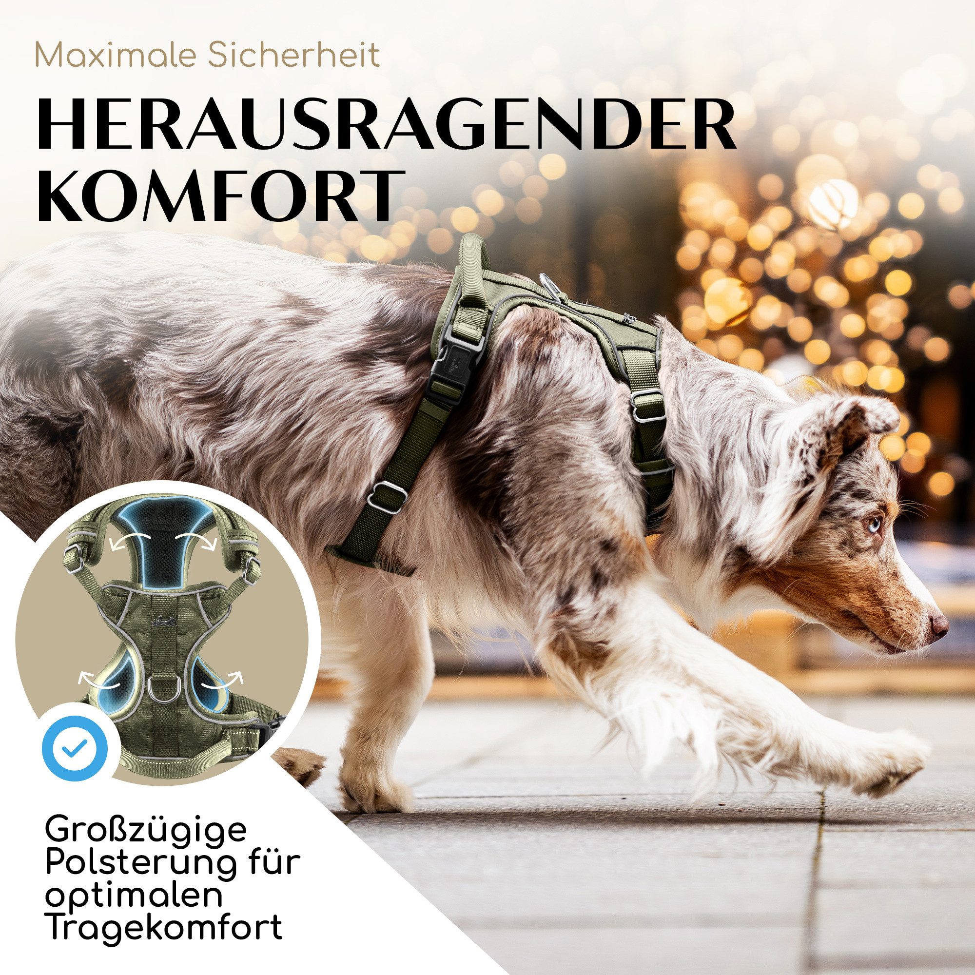 Freudentier Hunde-Geschirr Hundegeschirr mit atmungsaktiver Polsterung, Anti-Zug Brustgeschirr