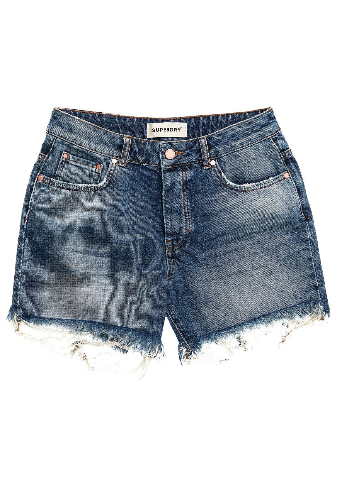 Superdry Sporthose Superdry Шорты Damen DENIM MID LENGTH SHORT Mid Indigo Vintage
