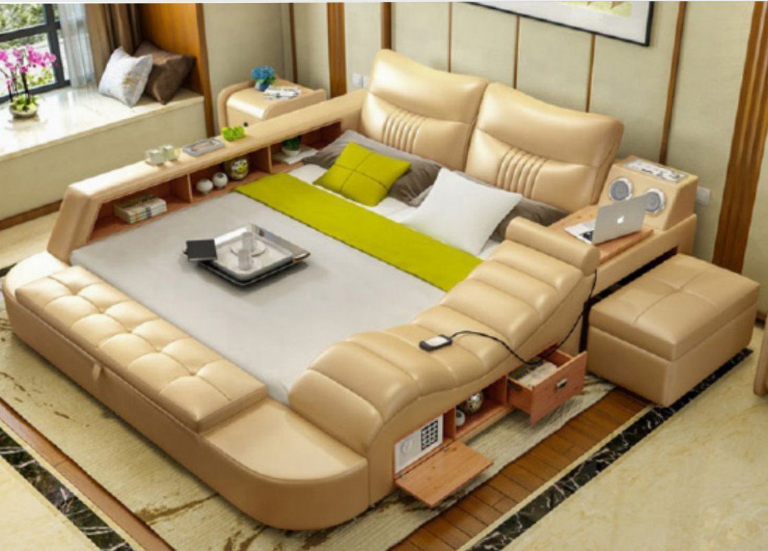 JVmoebel Bett, Bett Multifunktion - Liege Tresor Hotel USB - Wärme Sound Betten
