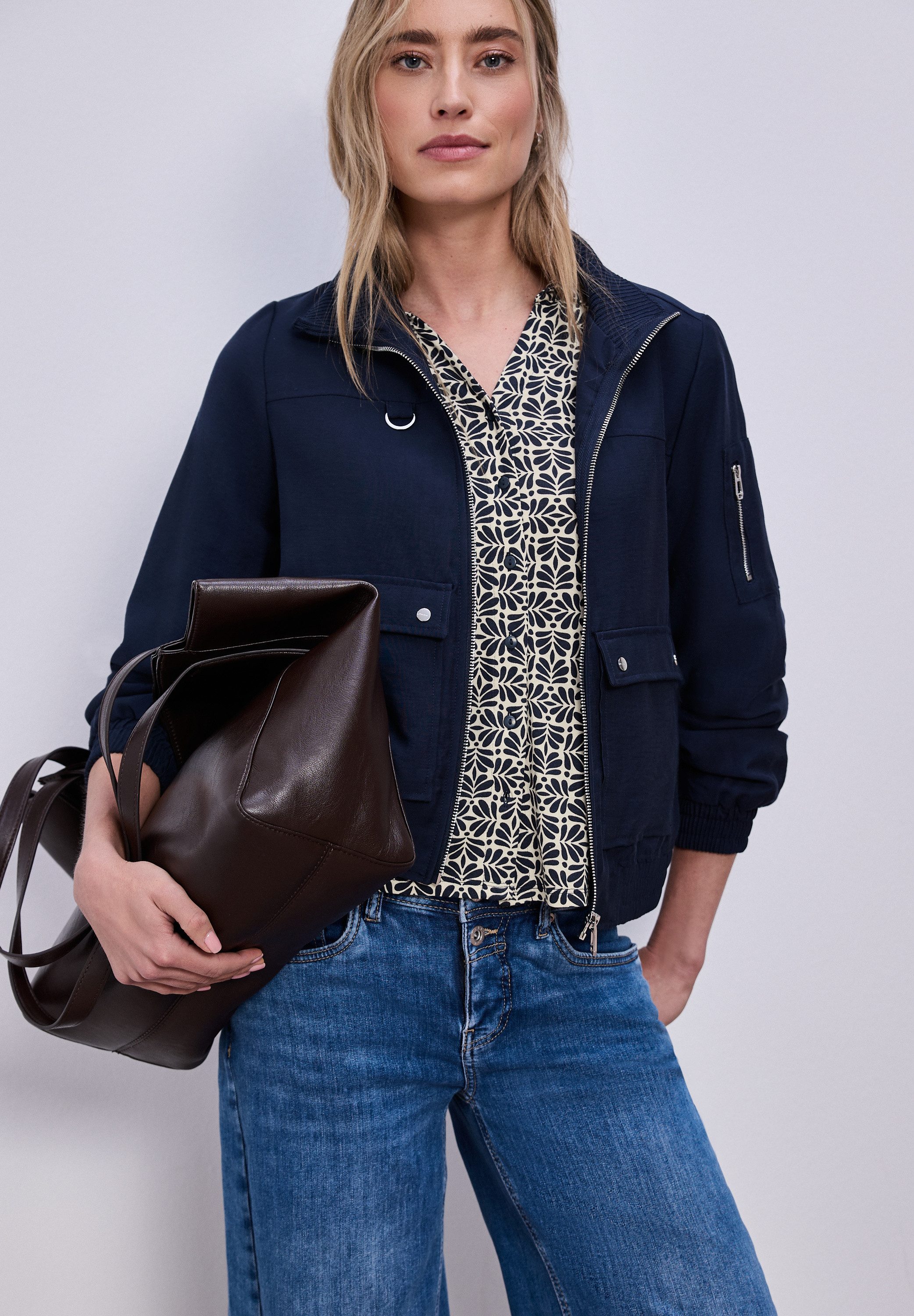 STREET ONE 3/4-Arm-Shirt im Blusen-Look und mit grafischem Muster günstig online kaufen