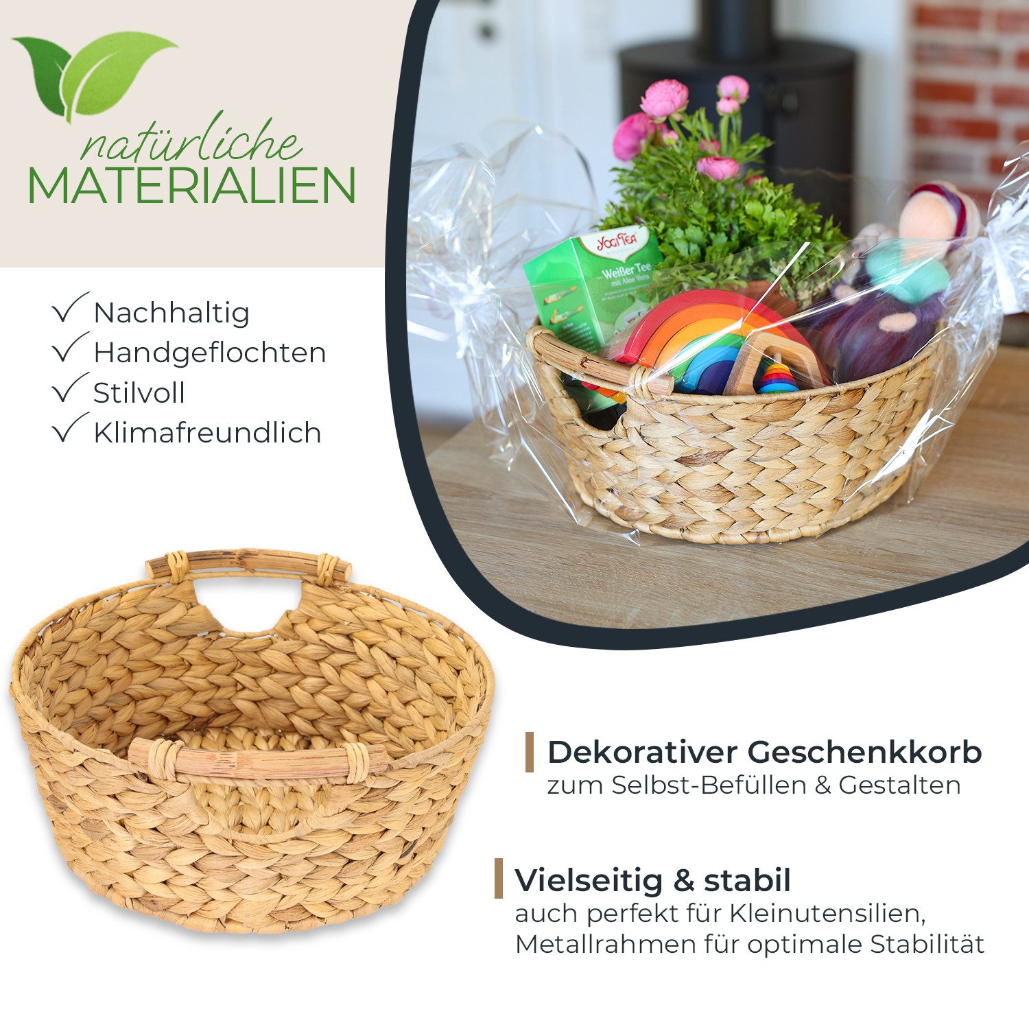 HMF Aufbewahrungskorb Präsentkorb, Aufbewahrungskorb rund, Korb günstig online kaufen