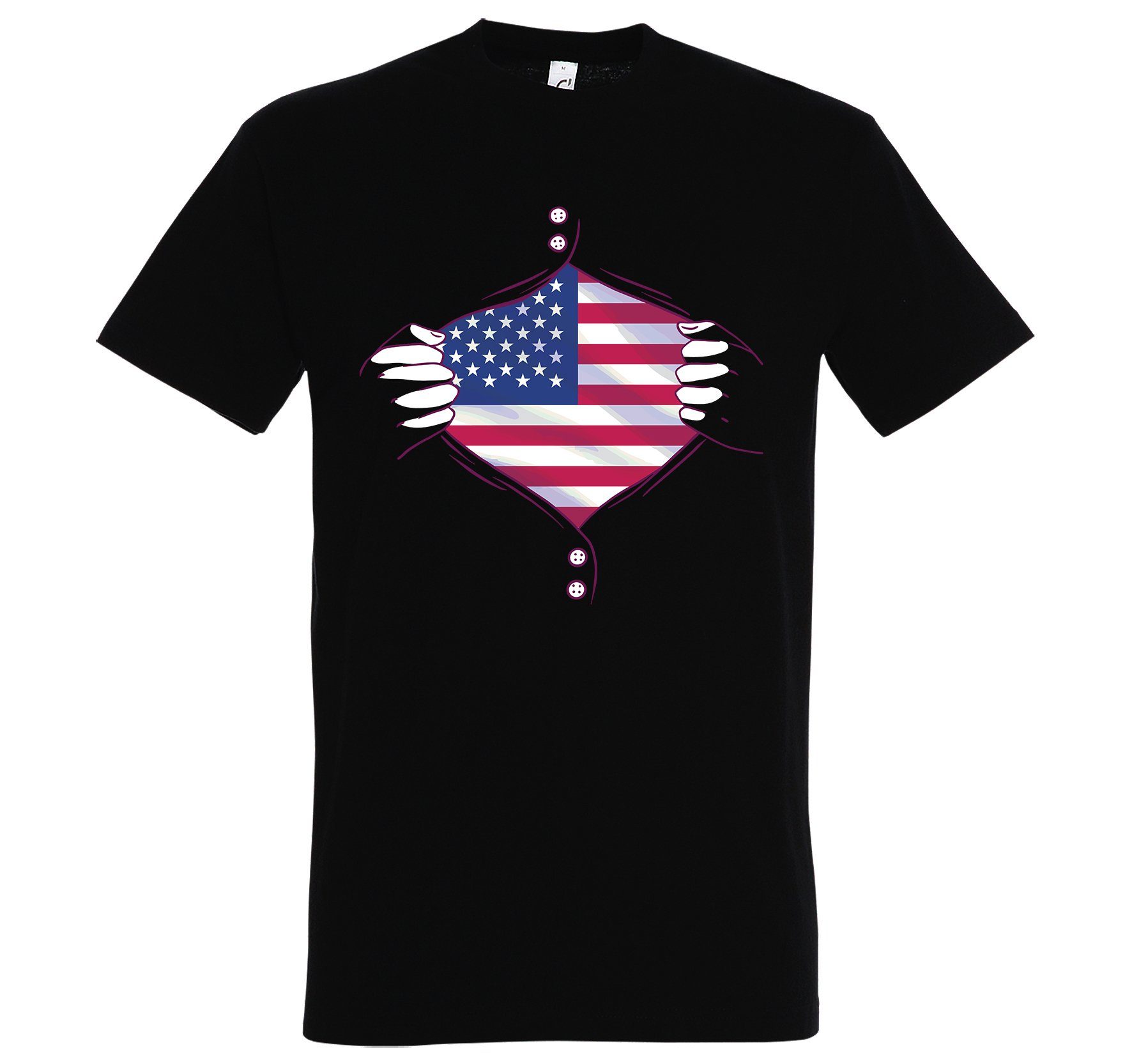 Youth Designz T-Shirt USA Flagge Herz Herren Shirt mit trendigem Frontprint Schwarz