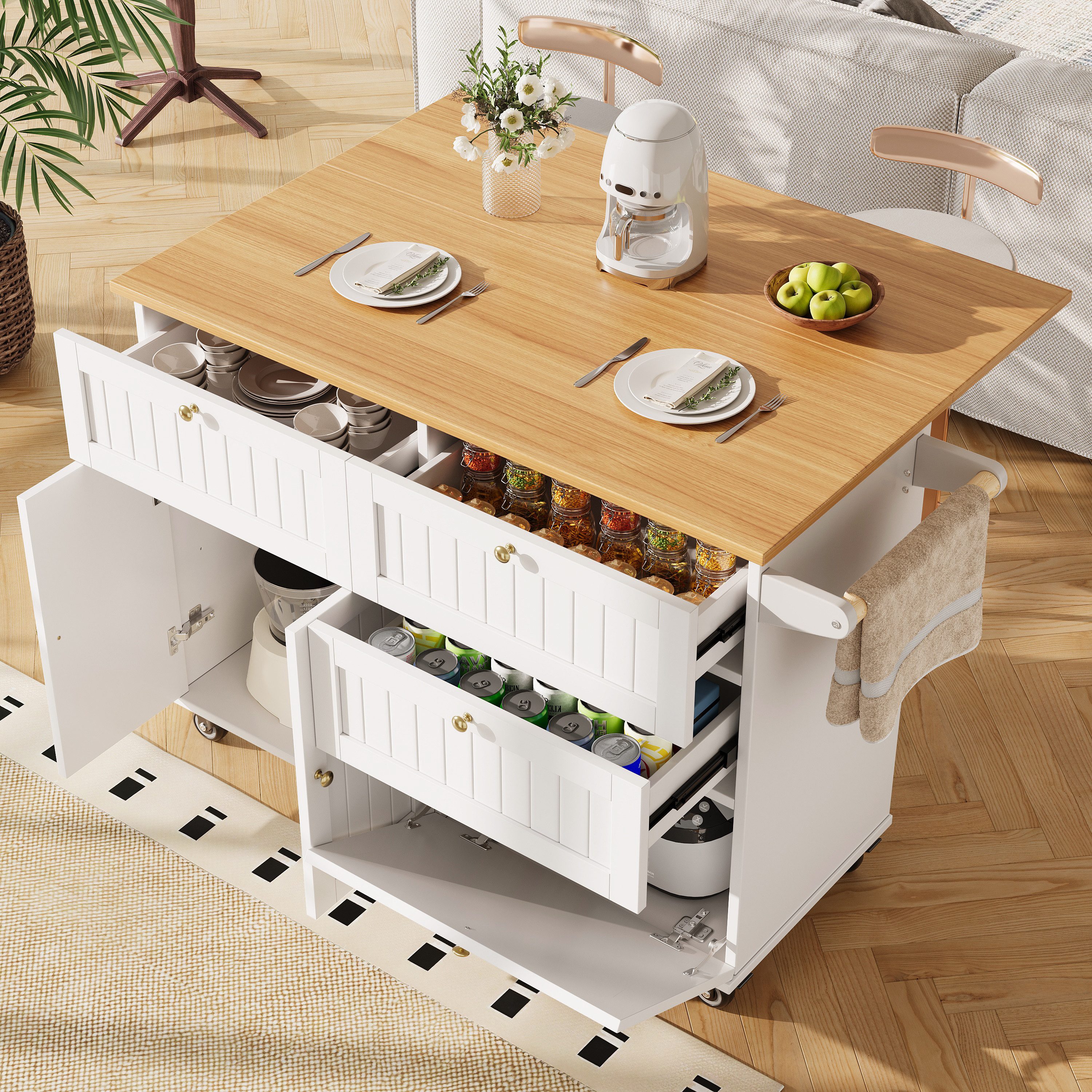 i@home Küchenwagen Kücheninsel, Küchenschrank, weiß, (1 günstig online kaufen