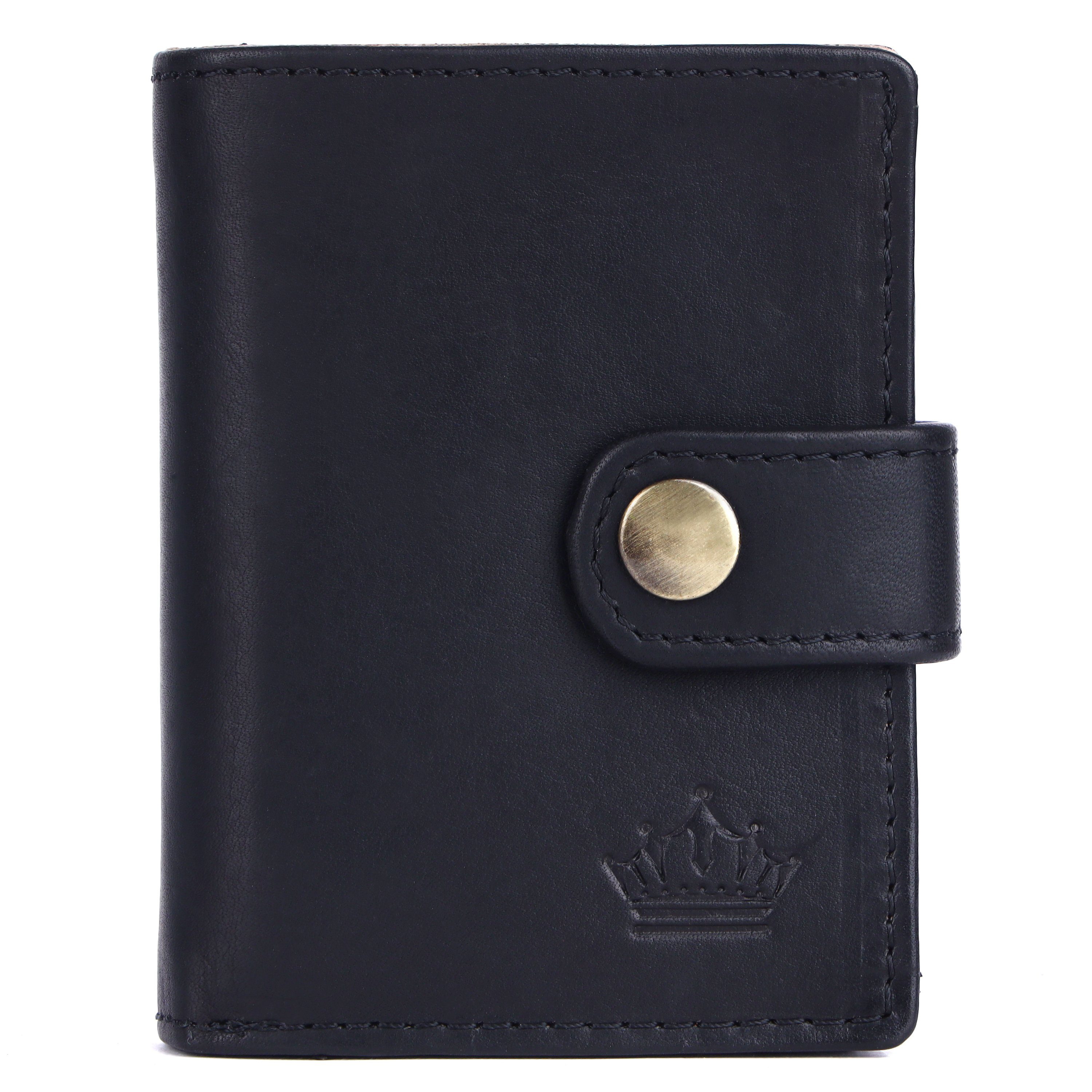 Manza Mini Geldbörse Slim Wallet Geldbörse mit Münzfach, RFID-Schutz und Geschenkbox, Kartenhalter, Münzfach mit Reißverschluss, RFID Blocker, Geschenkbox Schwarz