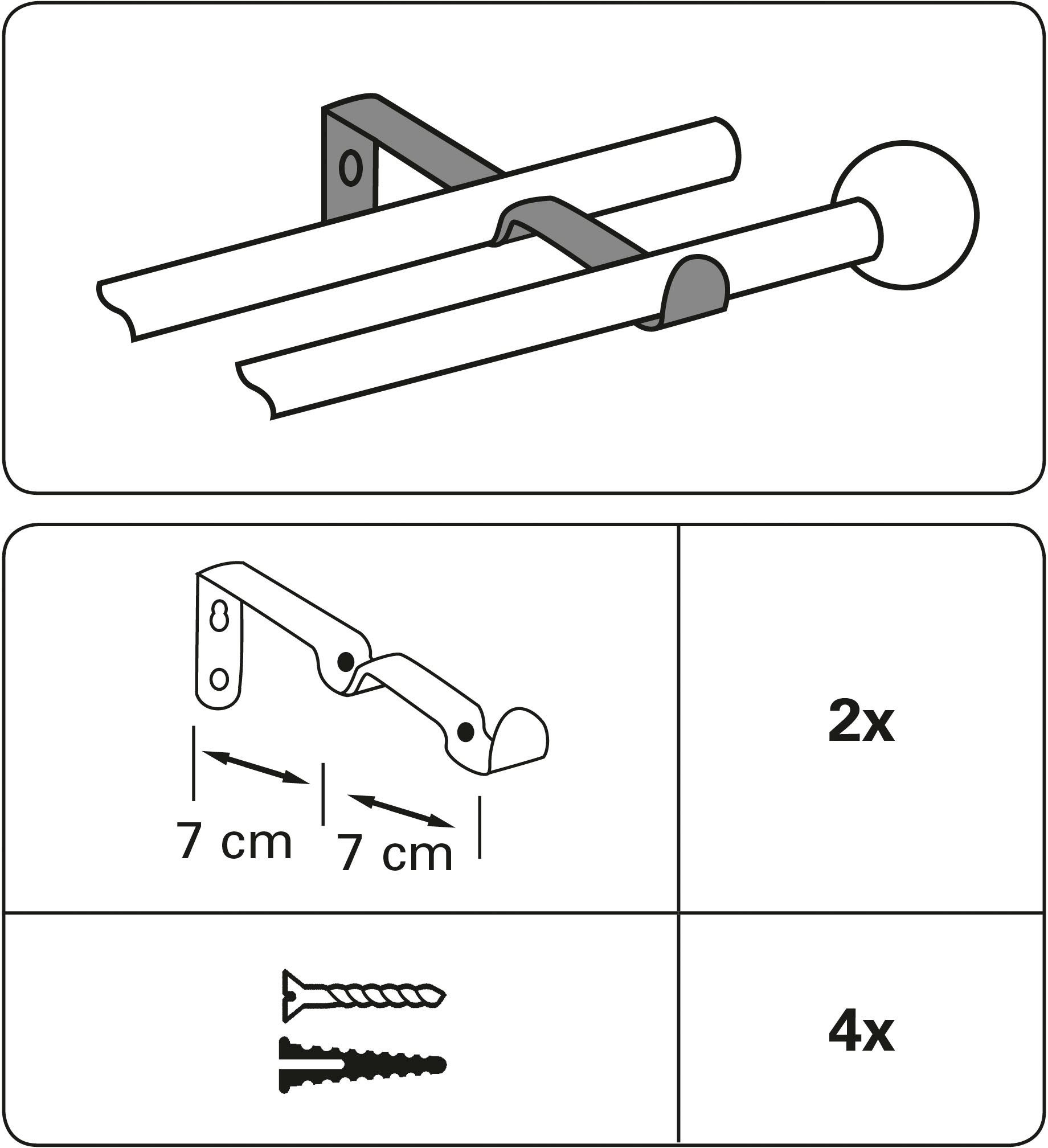 Memphis Serie GARDINIA, (1-St), Memphis, edelstahlfarben Doppelträger Einzelprogramm mm Ø 16