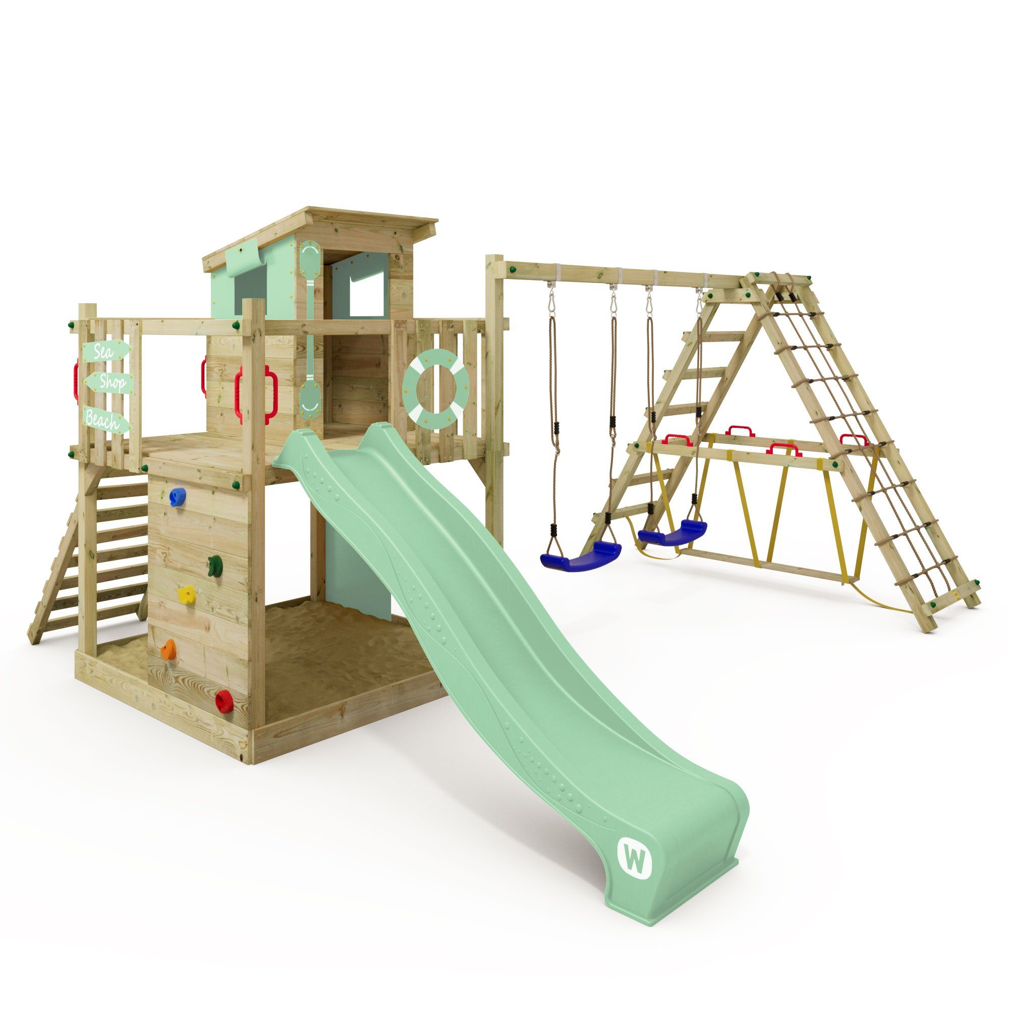 Wickey Spielturm Smart Surf – Abenteuer-Stelzenhaus mit Schaukel & Rutsche, Perfekt für kleine Abenteurer – 10 Jahre Garantie*