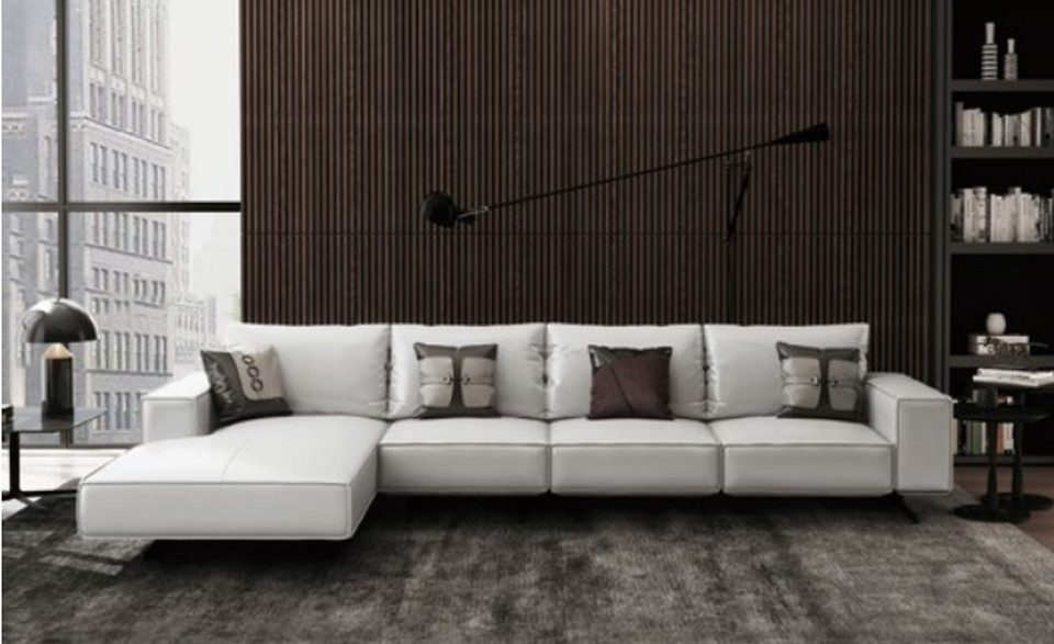 Xlmoebel Ecksofa Neue moderne Eckcouch in weißem Ledergarnitur für das Wohnzimmer, Hergestellt in Europa