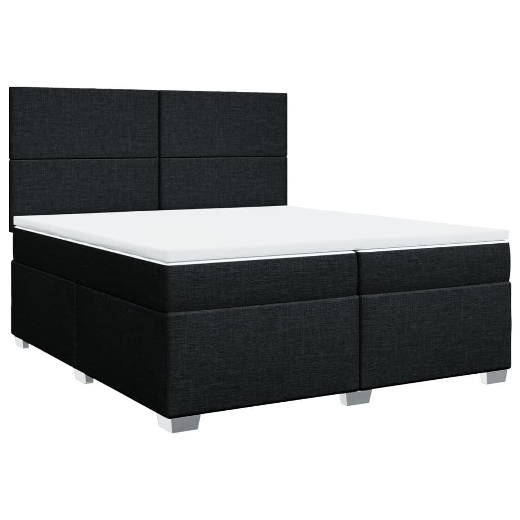 Bett Boxspringbett mit Matratze Schwarz 200x200 cm Stoff