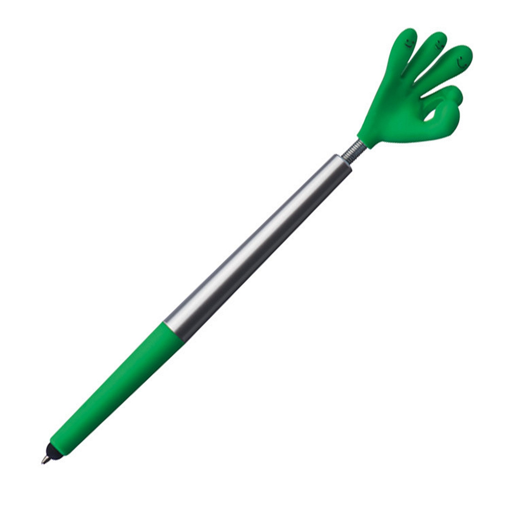 Livepac Office Kugelschreiber Touchpen Kugelschreiber / "Smile Hand" / Farbe: silber-grün