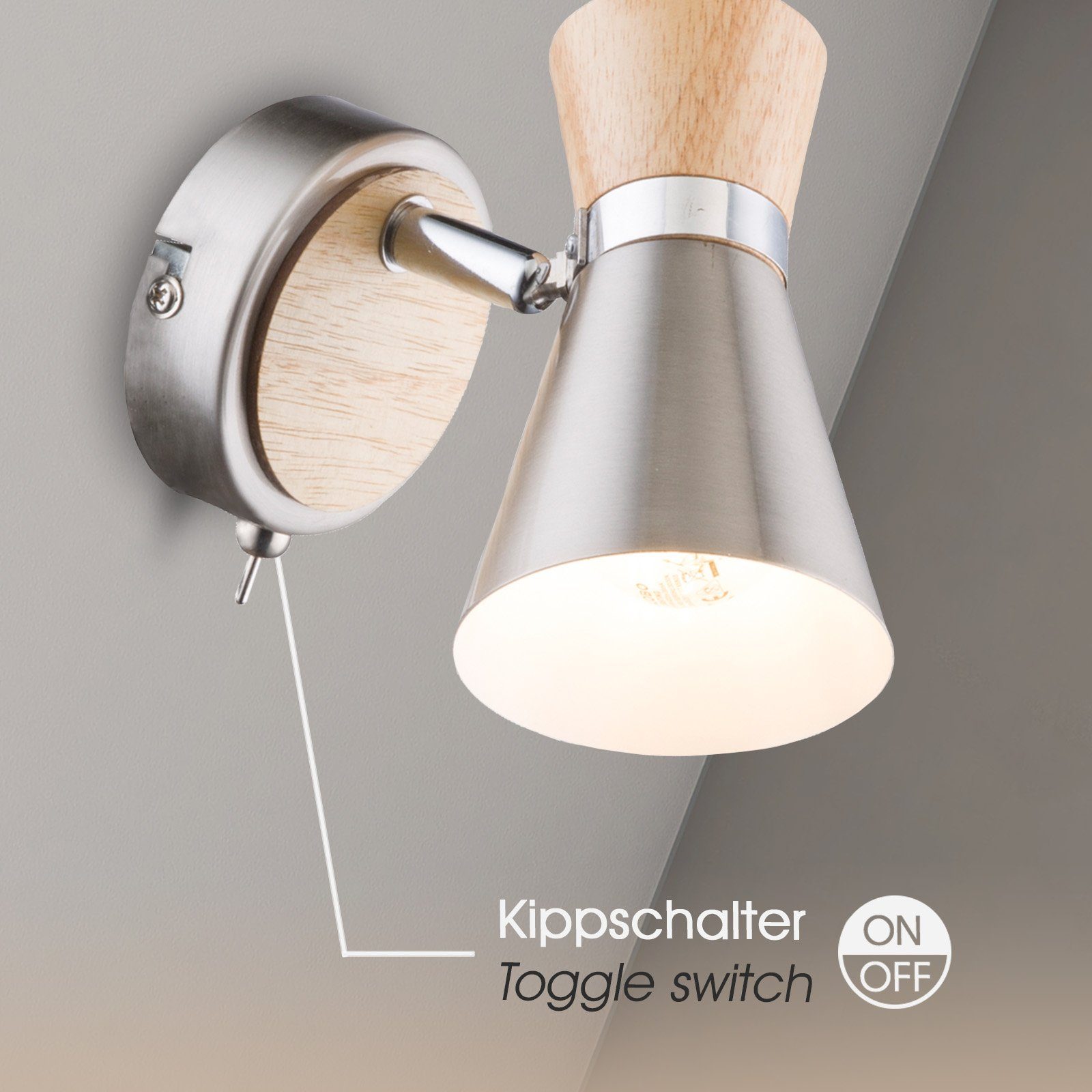 bmf-versand Wandleuchte Wandstrahler SET mit Leuchtmittel LED Wandleuchte Schalter inkl.