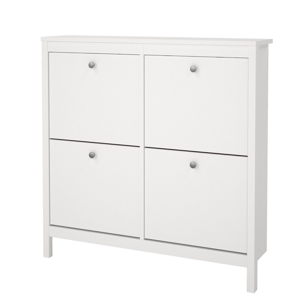 Tvilum Schuhschrank Madrid Schuhschrank 4 Klaptüren weiß.