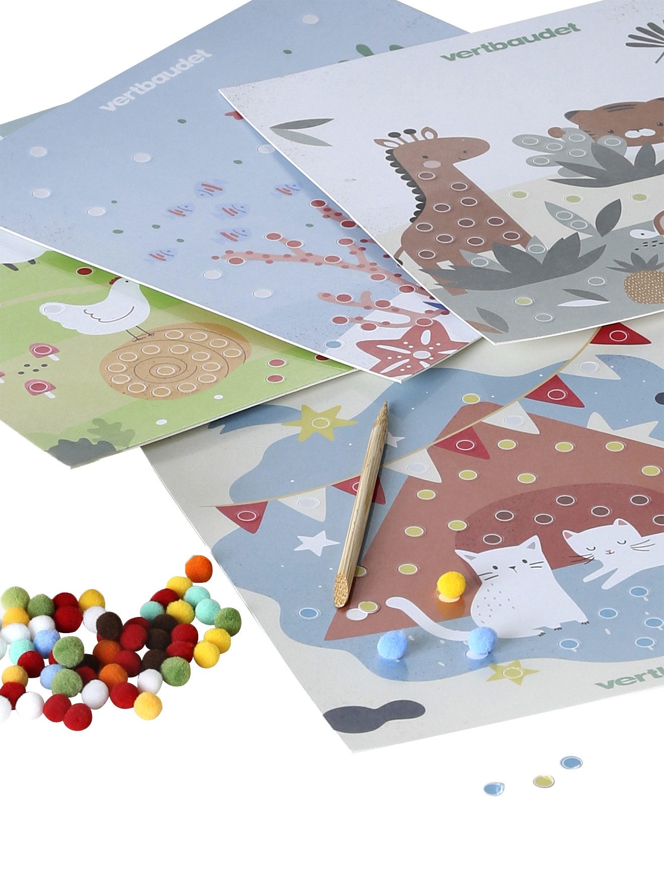 vertbaudet Tafel Bastelset mit Pompon-Bildern für Kinder