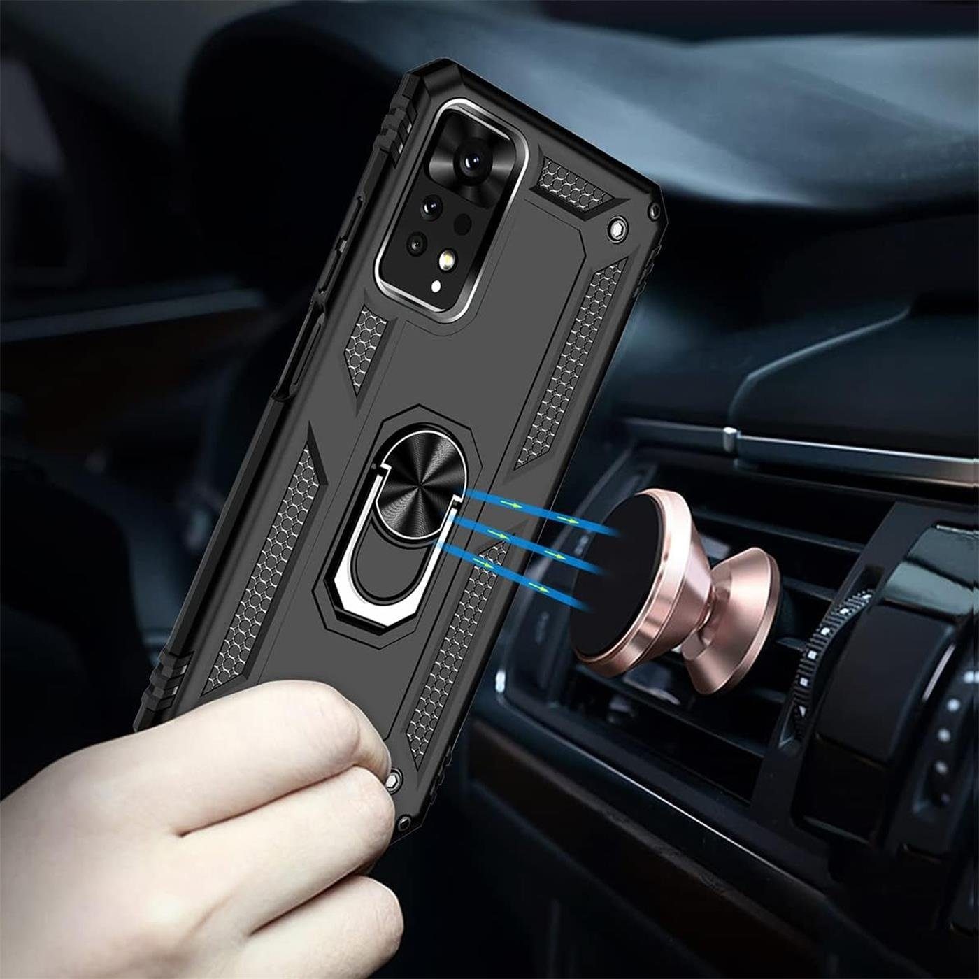 CoolGadget Handyhülle Armor Shield Case für Xiaomi Redmi Note 11 Pro 4G / 5G 6,67 Zoll, Outdoor Cover Magnet Ringhalterung Handy Hülle für Redmi Note 11 Pro – Bild 4 von 5
