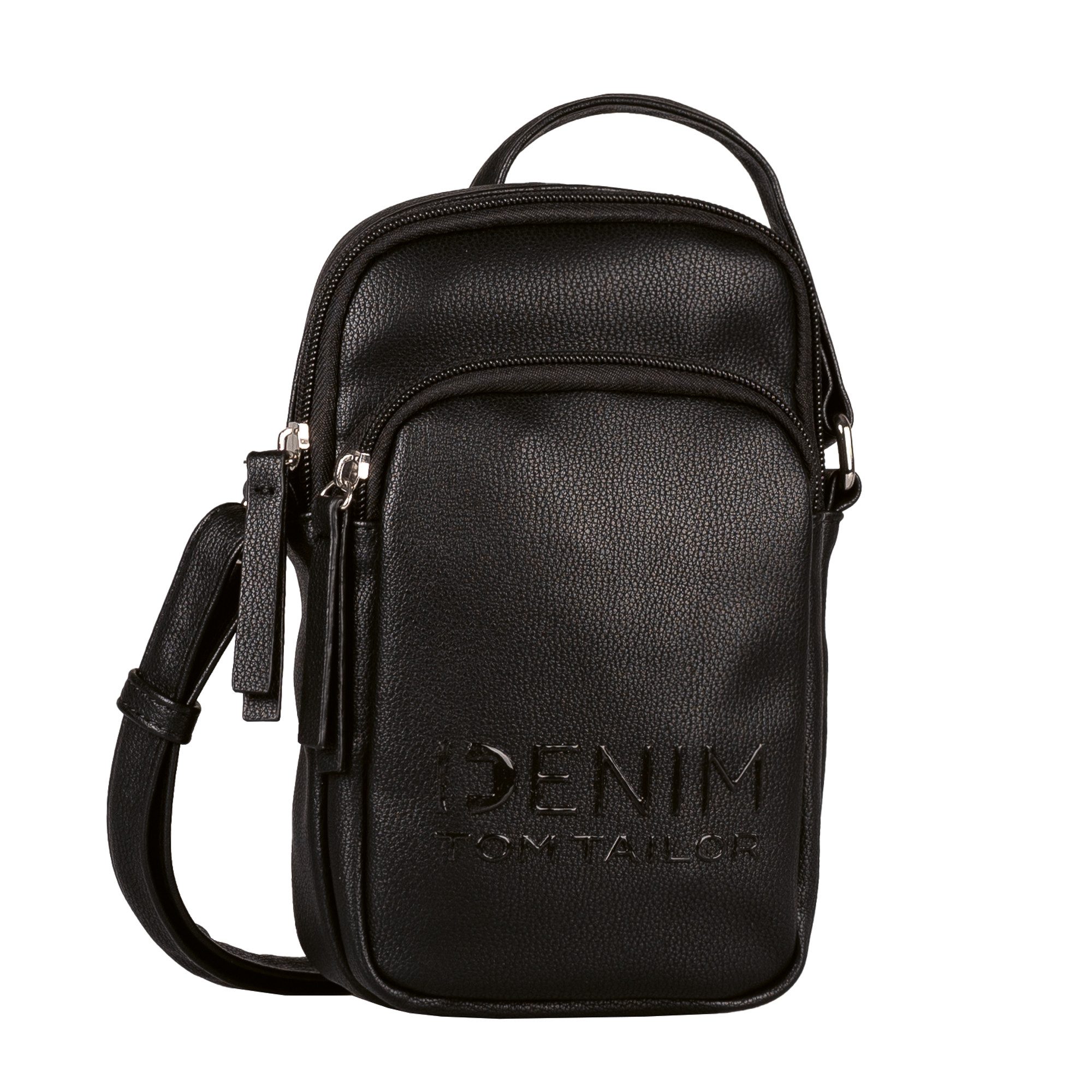 TOM TAILOR Denim Handytasche Maxime, aus glattem Lederimitat mit tonalem Logo in praktischen Formaten