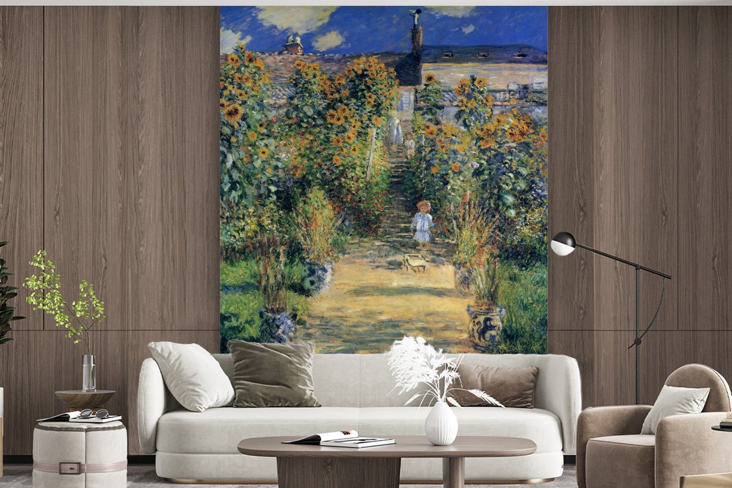 Küche, Der bedruckt, Gemälde von Wohnzimmer von Monet (3 Fototapete Claude Schlafzimmer in Monet, Matt, - Garten MuchoWow Fototapete Vétheuil für St), Vliestapete