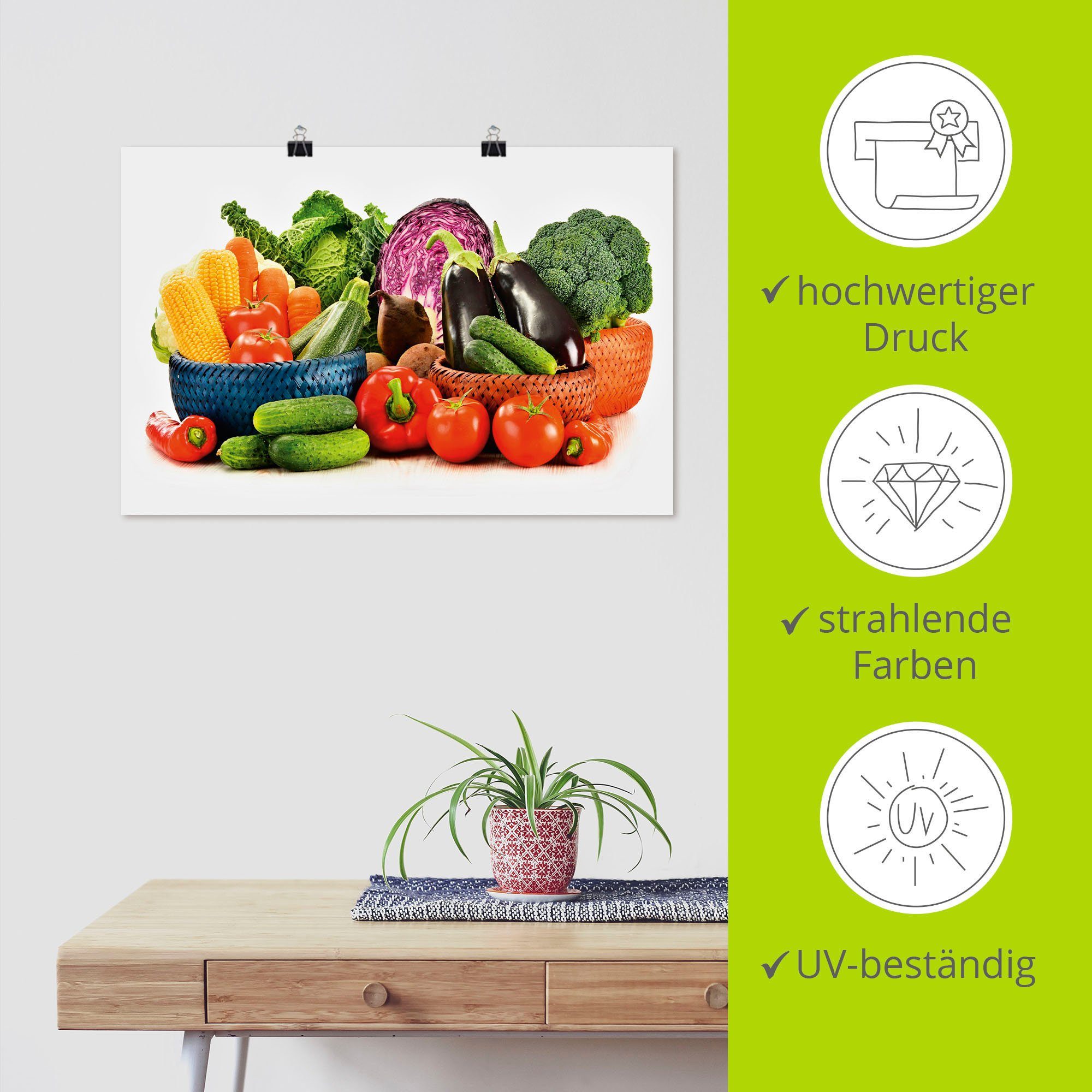 (1 Artland als Wandaufkleber St), III, oder Lebensmittel Alubild, Poster Leinwandbild, Wandbild Größen in versch. Stillleben Gemüse
