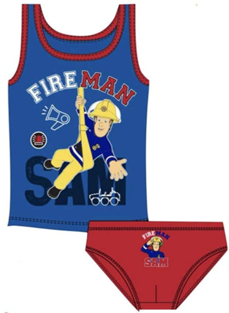Feuerwehrmann Sam Hemd & Hose Feuerwehrmann Sam Jungen Unterhemd + Slip Set 2 - 7 Jahre (Set) Dopperpack Kinderunterwäsche