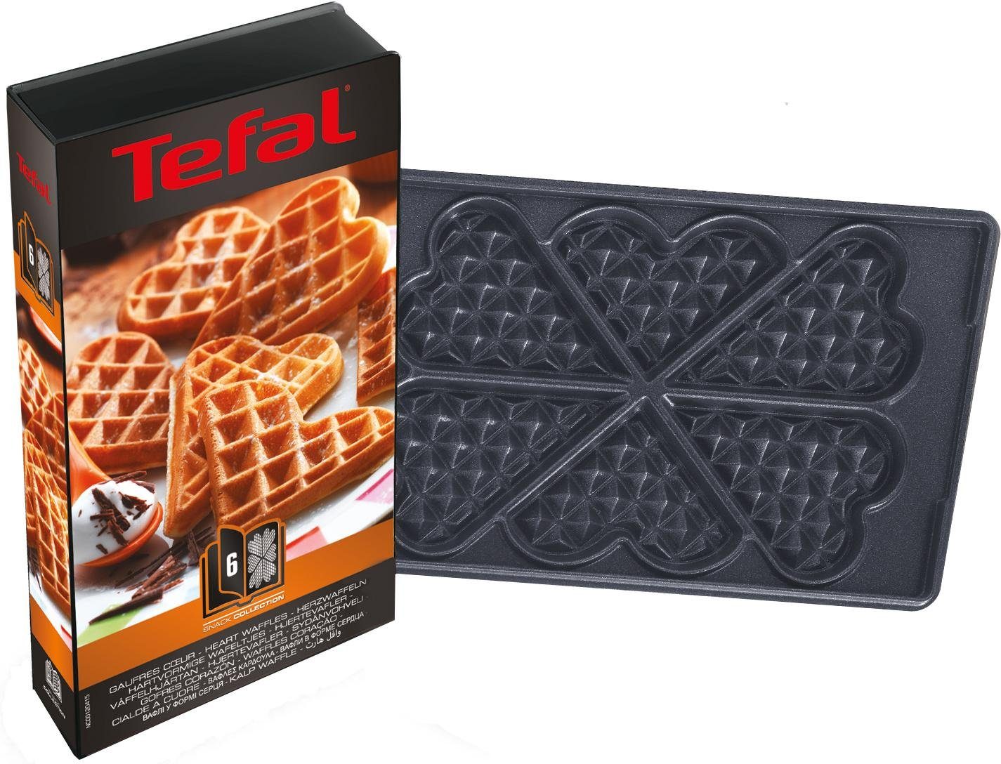 Tefal Herzwaffelplatten XA8006, Metall, passend für Tefal SW852D Snack Collection