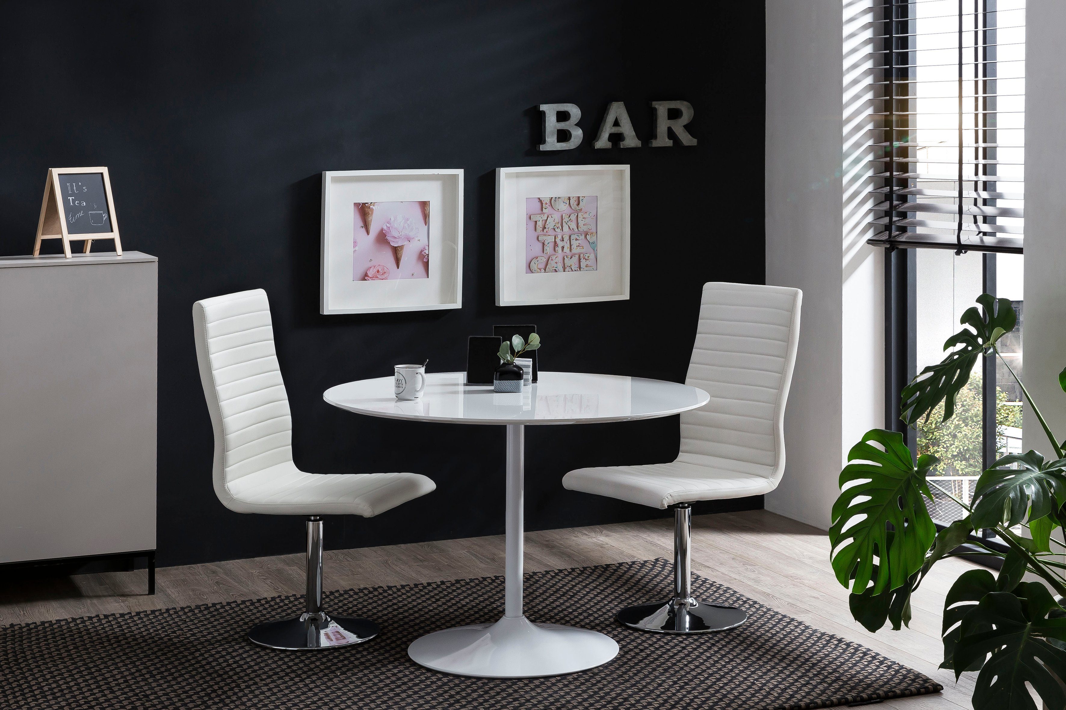 SalesFever Bistrotisch Runder Tisch im charmanten Stil, Exklusives Design in Hochglanz-Lackierung