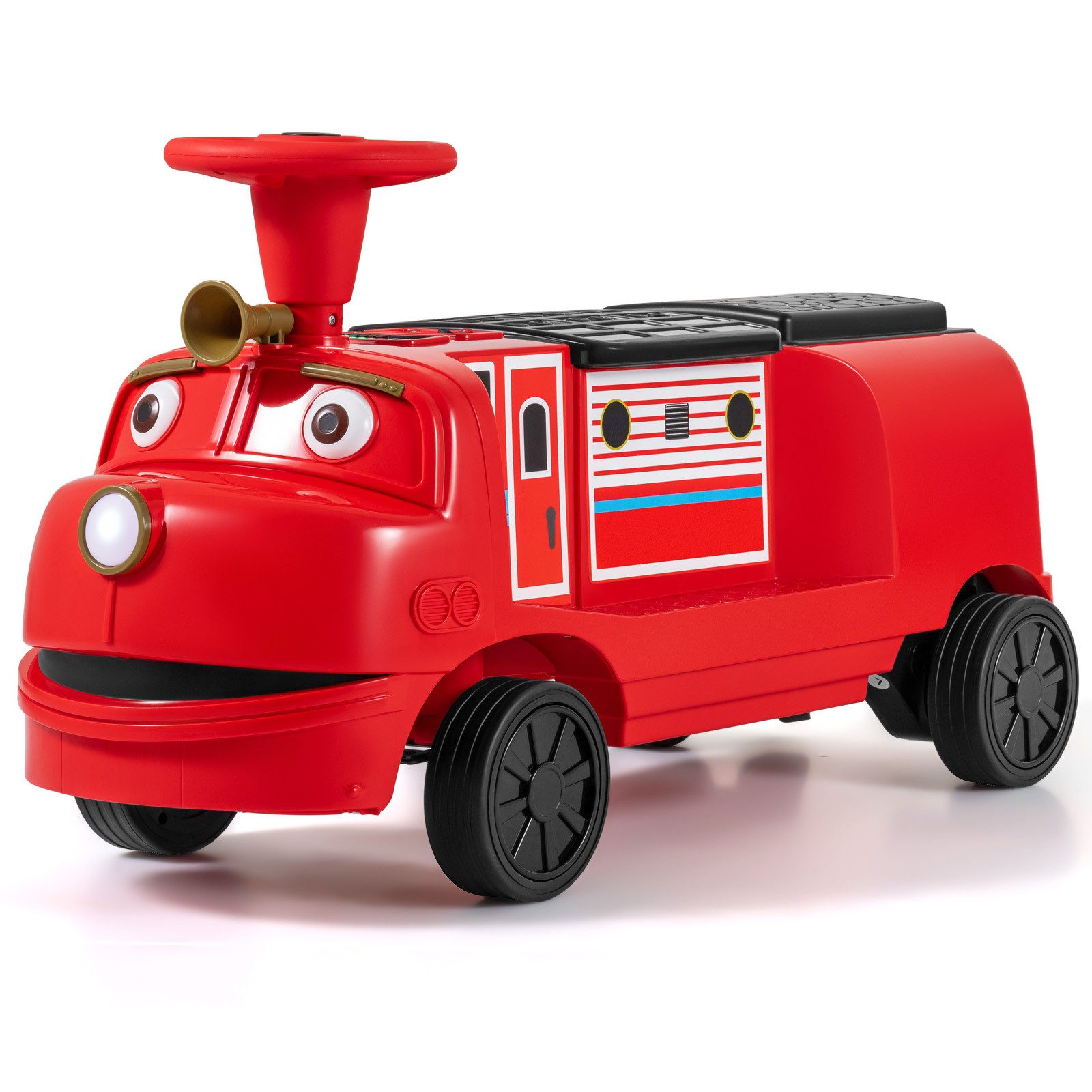 COSTWAY Elektro-Kinderzug, Belastbarkeit 60 kg, (1-tlg), Kinder Elektroauto, 12V Kinderauto mit Stauraum