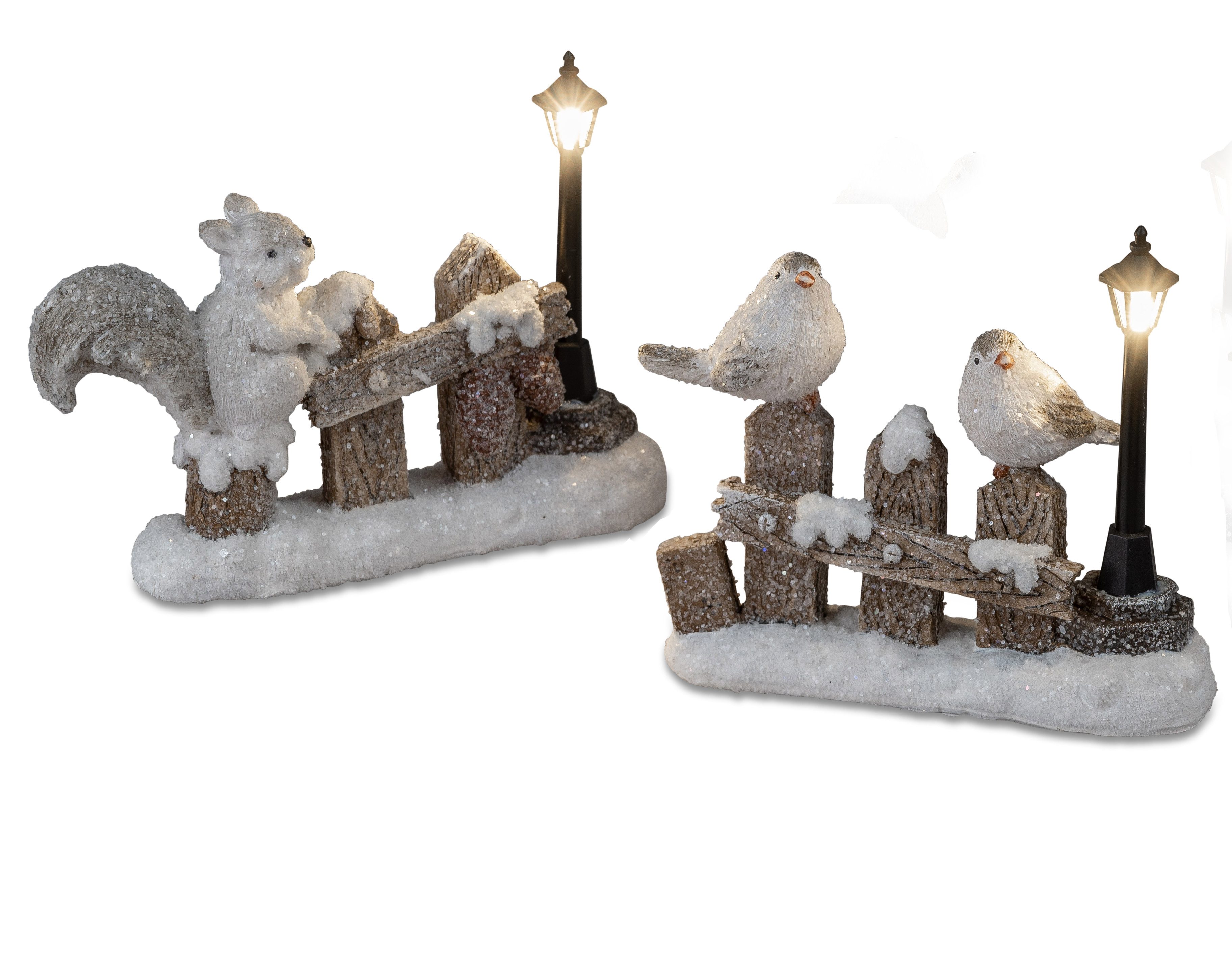 formano LED-Dekofigur Deko-Zaun mit Tierfiguren und LED-Laterne 17 cm Batte günstig online kaufen