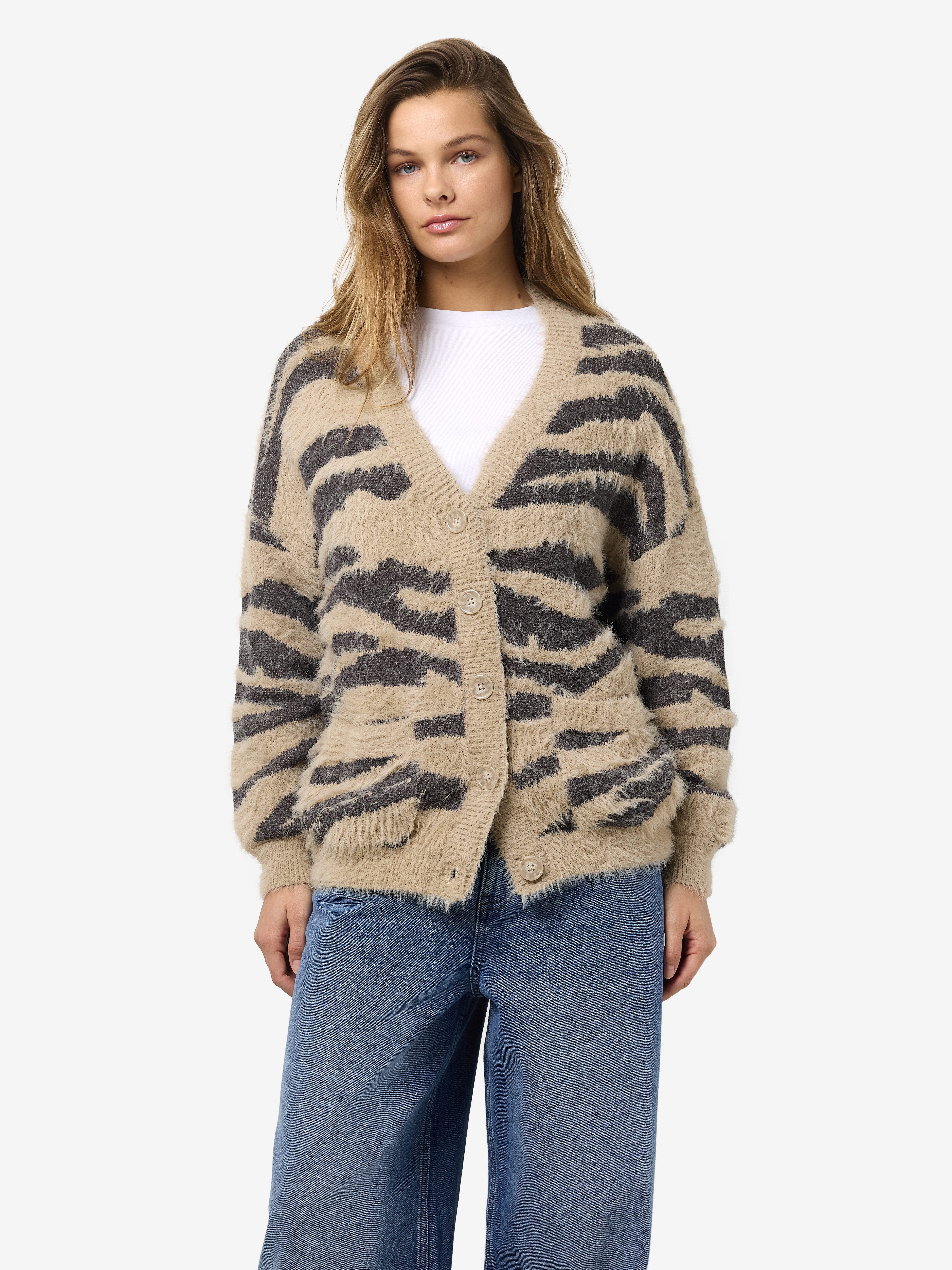 Noisy may Strickjacke NMFLYNN L/S V-NECK KNIT CARDIGAN NOOS Materialmix, loose fit