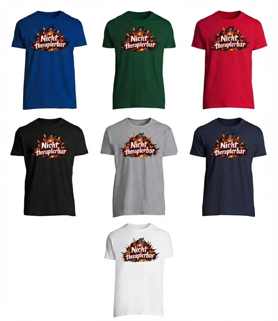 Blondie & Brownie T-Shirt Nicht therapierbar Herren T-Shirt Koch Print Küchenfan Humor Geschenk (Einzelstück, Einzelartikel) NichtTherapierbar Küchen Spruchmotiv
