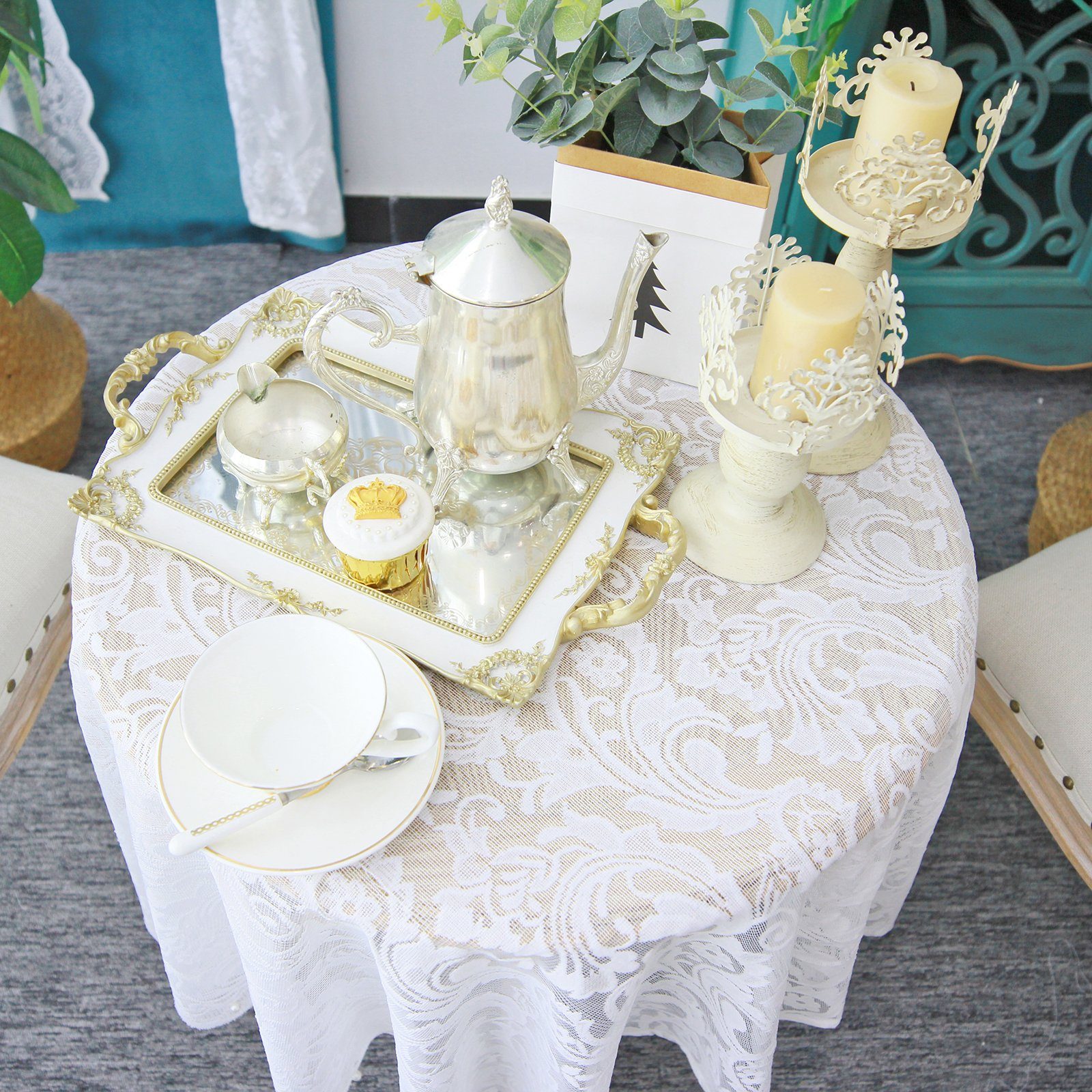 Deko für Tisch Perle, Vorschlag Hochzeit (1-tlg), Valentinstag Muster, Rosnek Spitze, florales Tischdecke