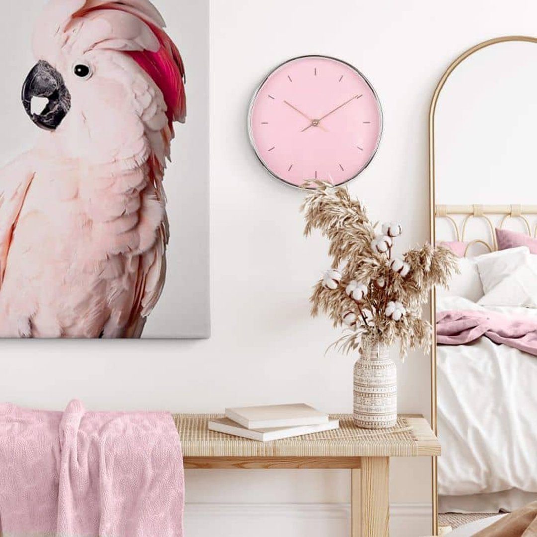 K&L Wall Art Wanduhr lautlose Shabby Chic Wanduhr Retro Uhr rund Ø 25cm Rosa Roségold Optik (ohne Tick-Geräusche, langlebiges Quarz Uhrwerk)