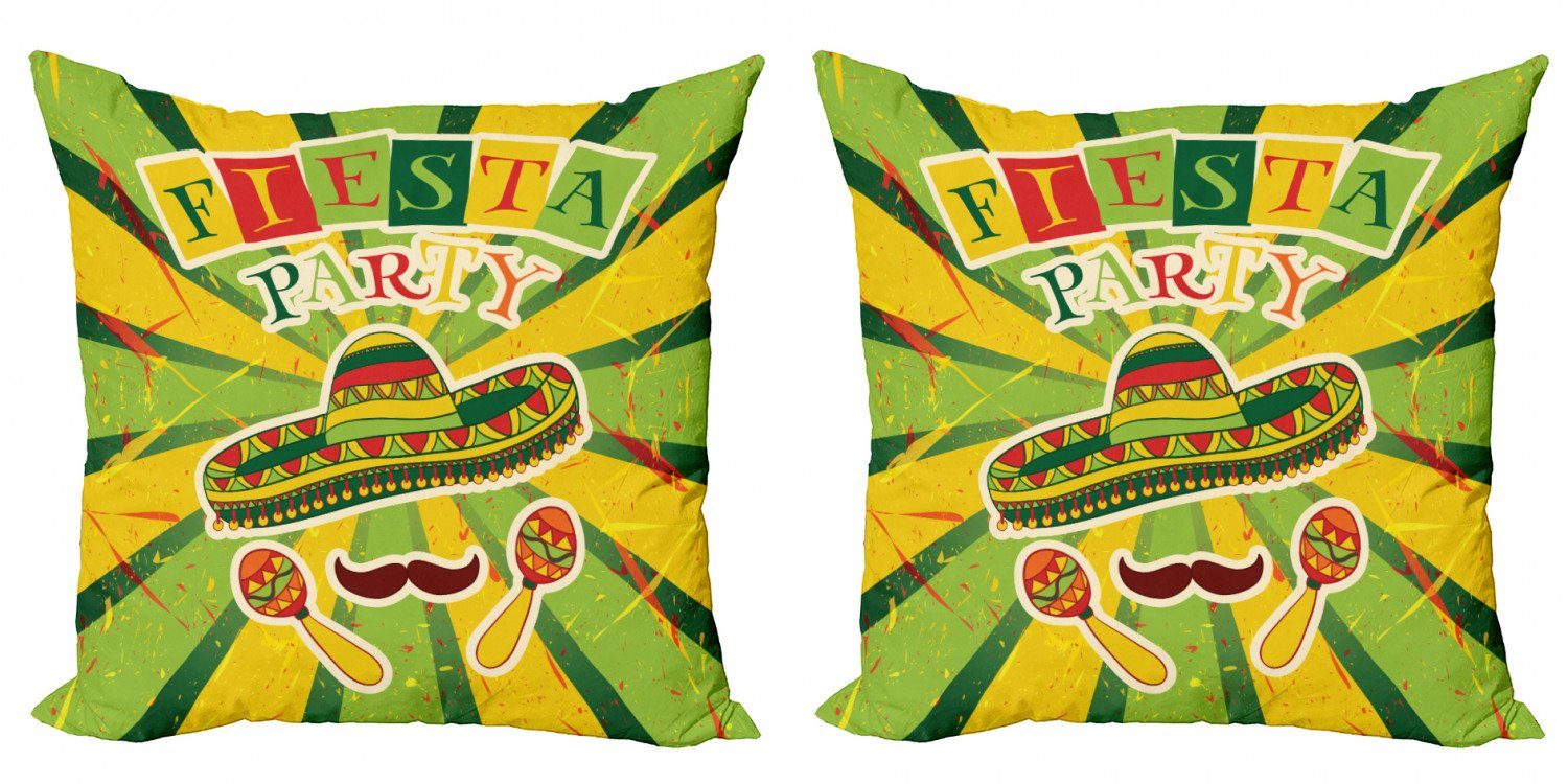 Fiesta Stück), Modern (2 Abakuhaus Kissenbezüge Maracas und Accent Schnurrbart Doppelseitiger Digitaldruck,