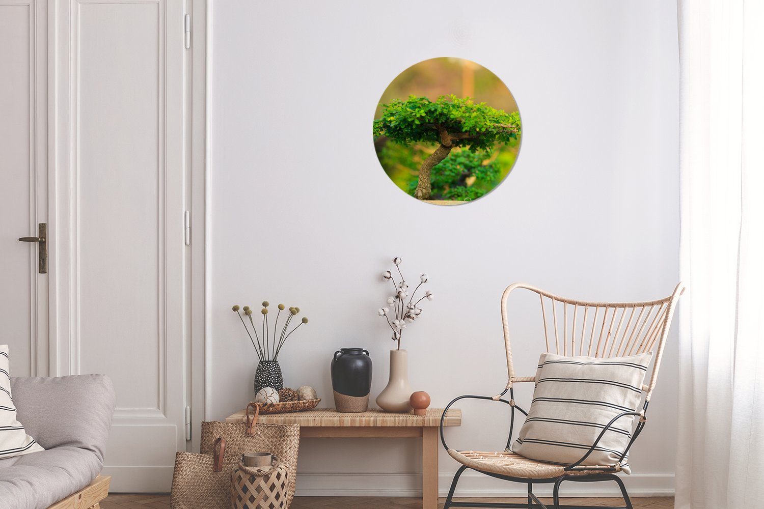 Wandbild, (1 Rundes Bonsai-Bäume einer Wanddekoration Kreis St), Forex, in Wohnzimmer, cm Gemälde 30x30 MuchoWow Reihe,