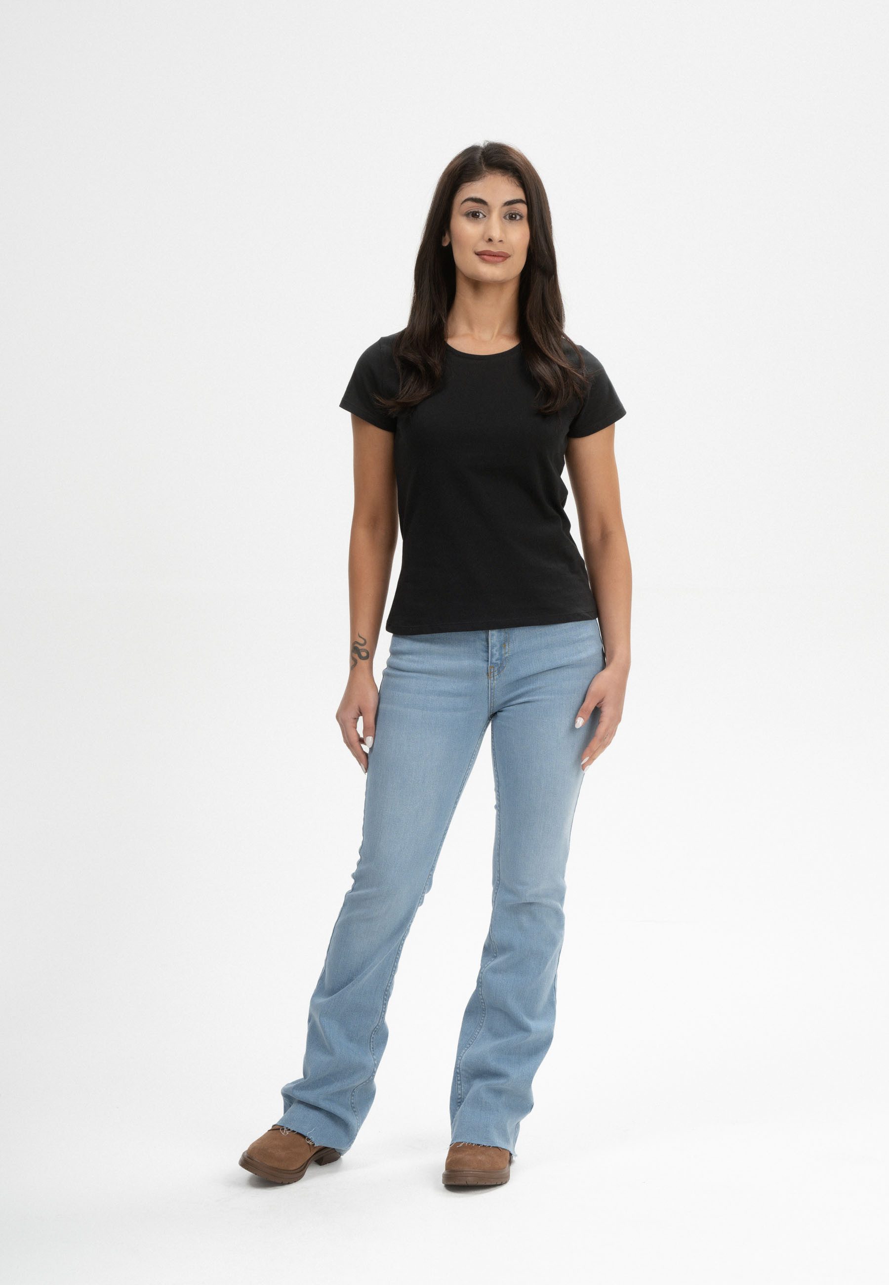 MELA Kurzarmshirt T-Shirt Style LANISHA Schmaler Kragen