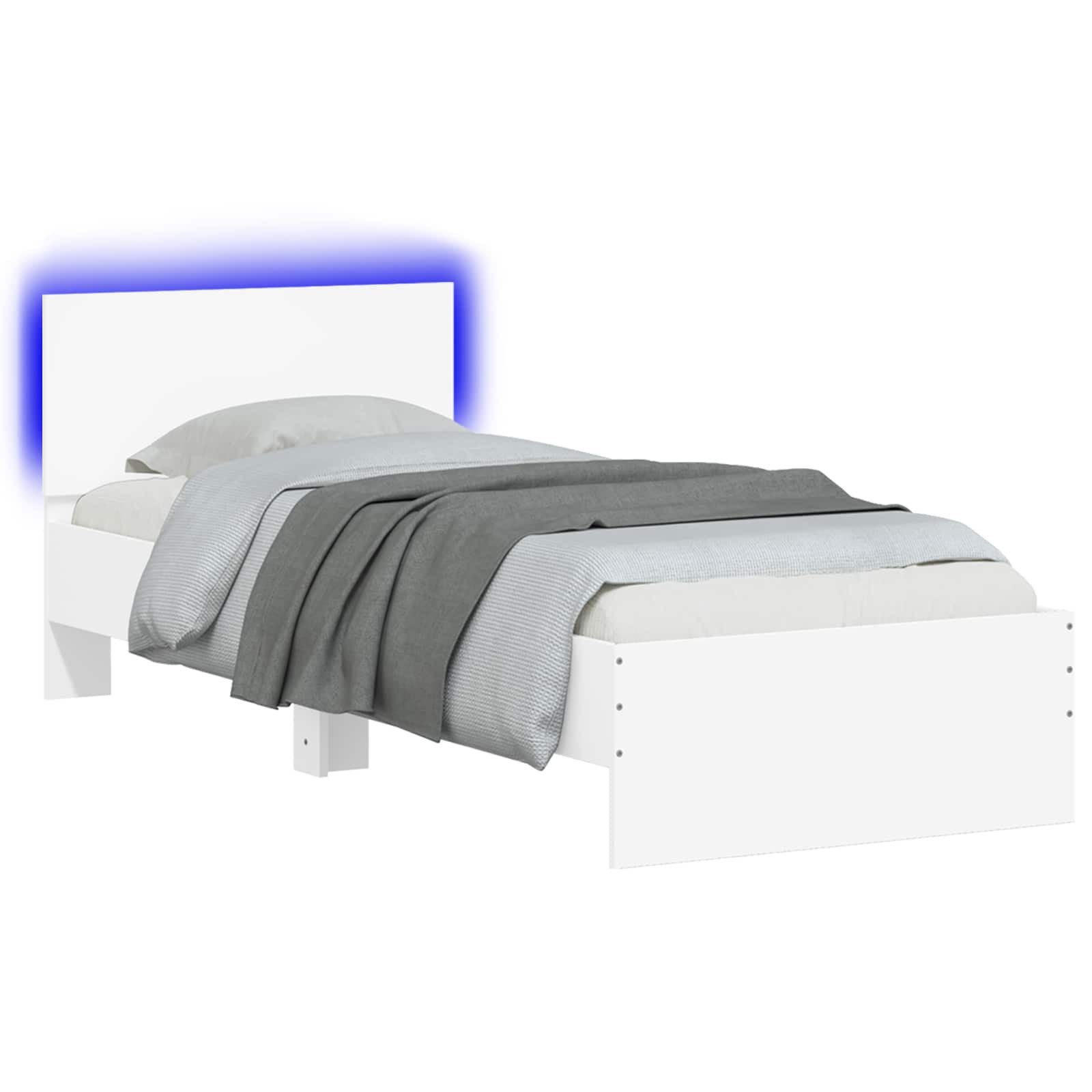 vidaXL Bett Bettgestell mit LED Weiß 80 x 200 cm Holzwerkstoff (1-tlg)
