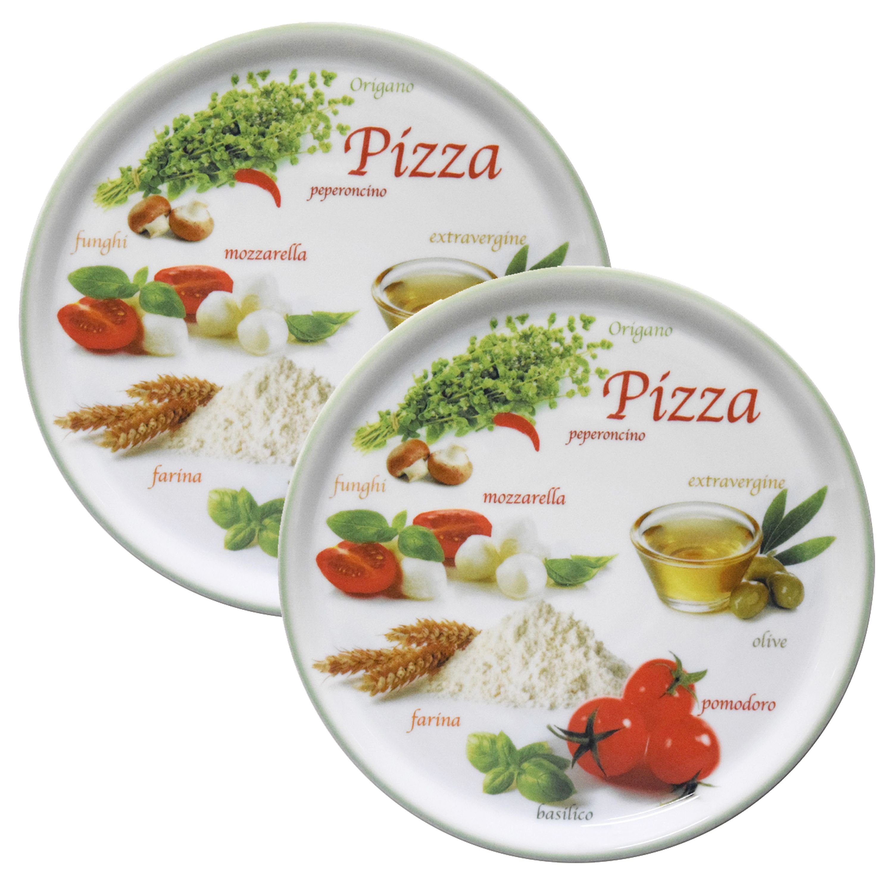 MamboCat Pizzateller 2er Set Pizzateller Napoli Pizzafoods grün 31cm - 04019#ZP1