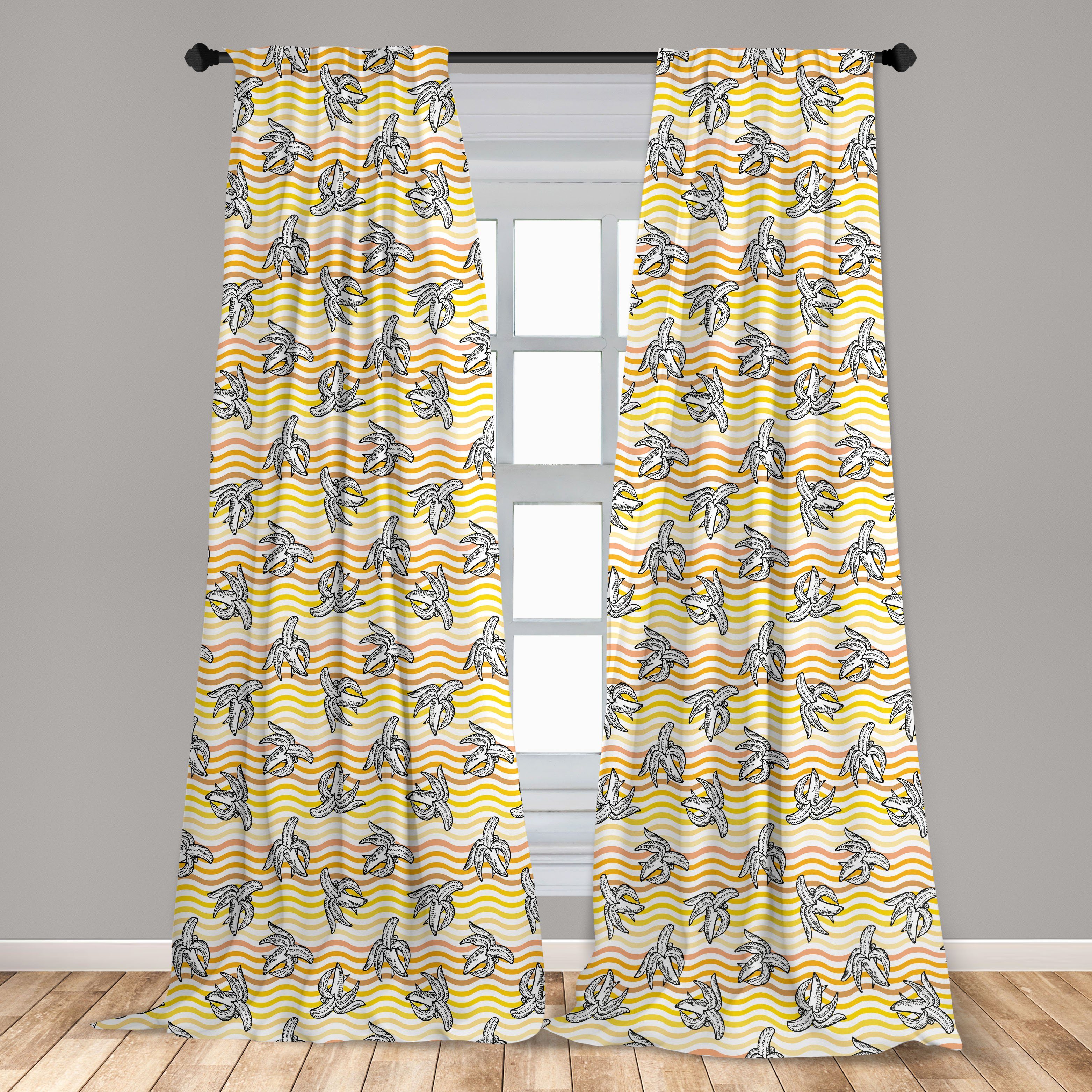 Gardine Vorhang für Banana Sommer Schlafzimmer Sketch Microfaser, Obst Wohnzimmer Dekor, Abakuhaus, Töne