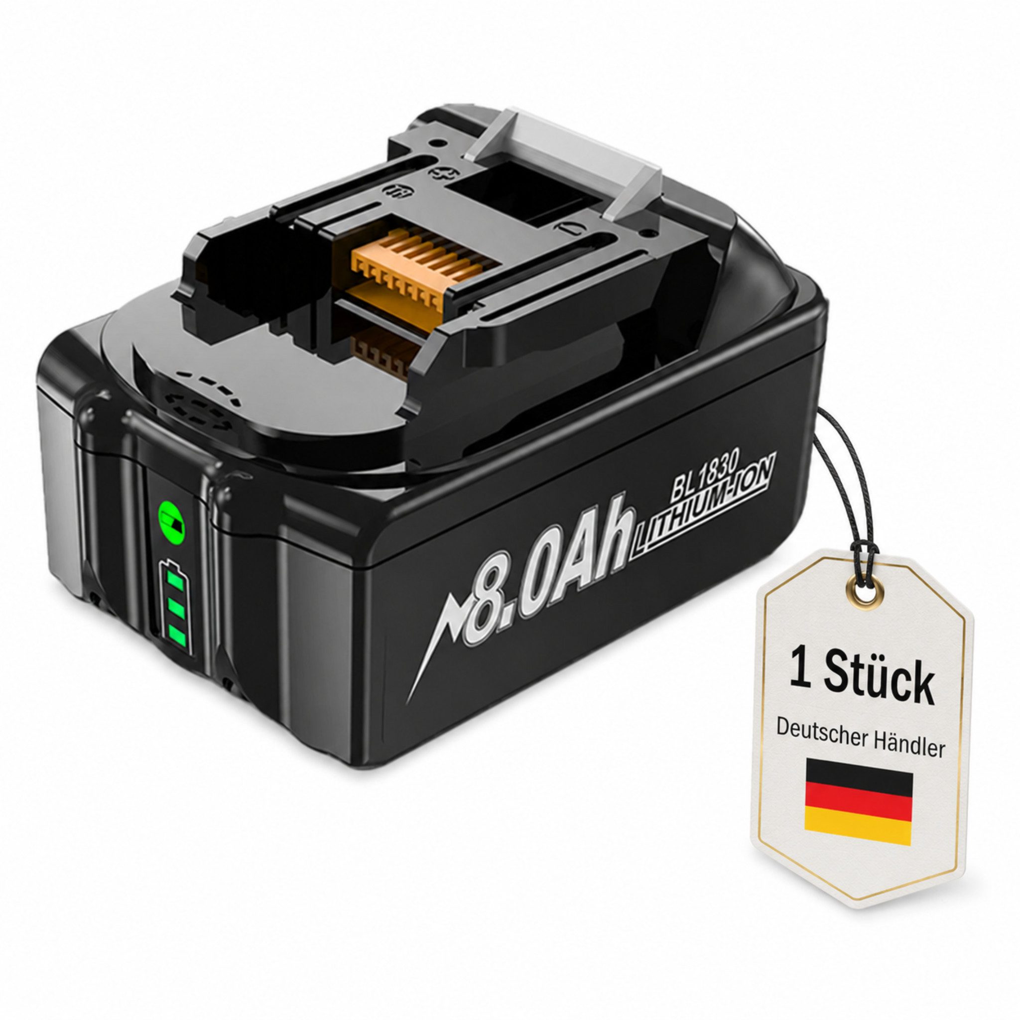 HS.SUPPLY Ersatzakku 18V 8000mAh kompatibel mit Makita BL1830 BL1840 BL1860 Akkupacks 18V 8Ah Li-Ion Ersatzakku Li-Ion 8000 mAh (18 V), Kein Memory-Effekt, wiederaufladbar