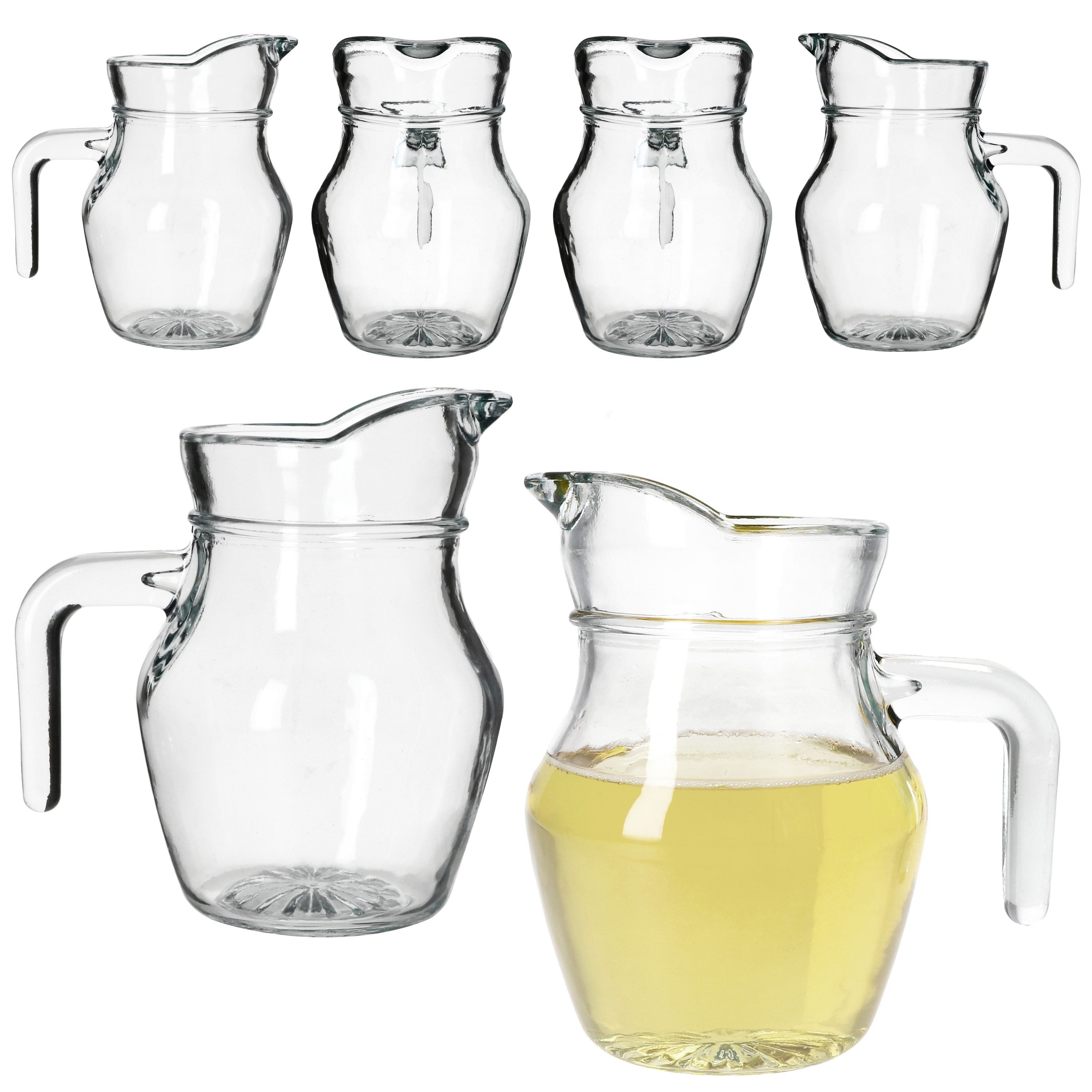 MamboCat Karaffe Valentin 6er Set Glaskrug Milch-Kanne mit Henkel Wein-Karaffe Limo