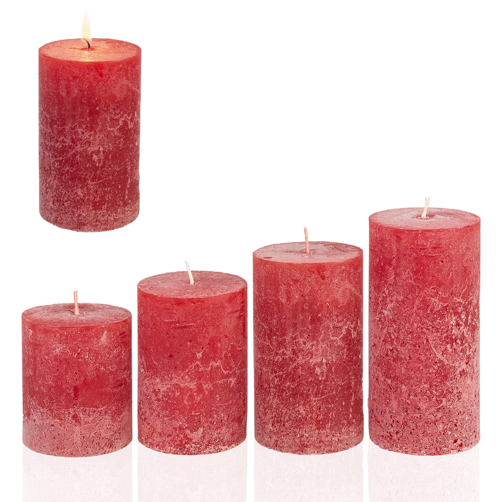 Candelo Stumpenkerze 4er Set Rustik Kerzen Weihnachten-Adventskranz Kerze-R günstig online kaufen