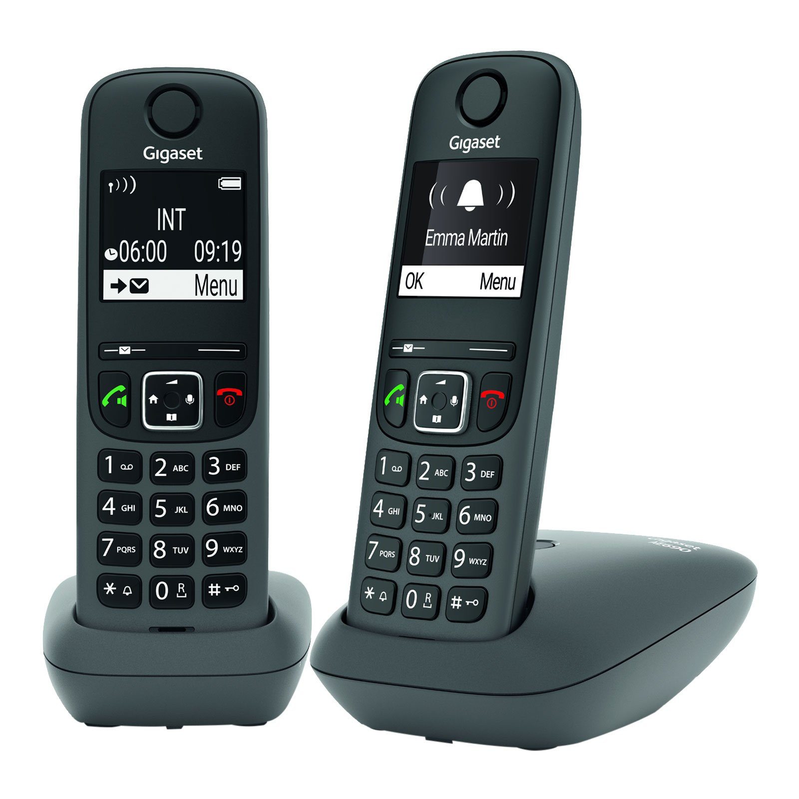 Gigaset mit Grafik-Display Kontrast schwarz-weiß Beleuchtetes 2, 690 Mobilteile), hohem AE DECT-Telefon anthrazit (Mobilteile: zwei Duo Schnurloses