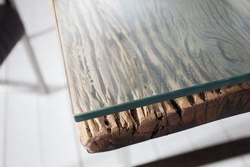 riess-ambiente Esstisch BARRACUDA 200cm natur / transparent, Esszimmer · Massivholz · Edelstahl · Glas · Kufen · Design