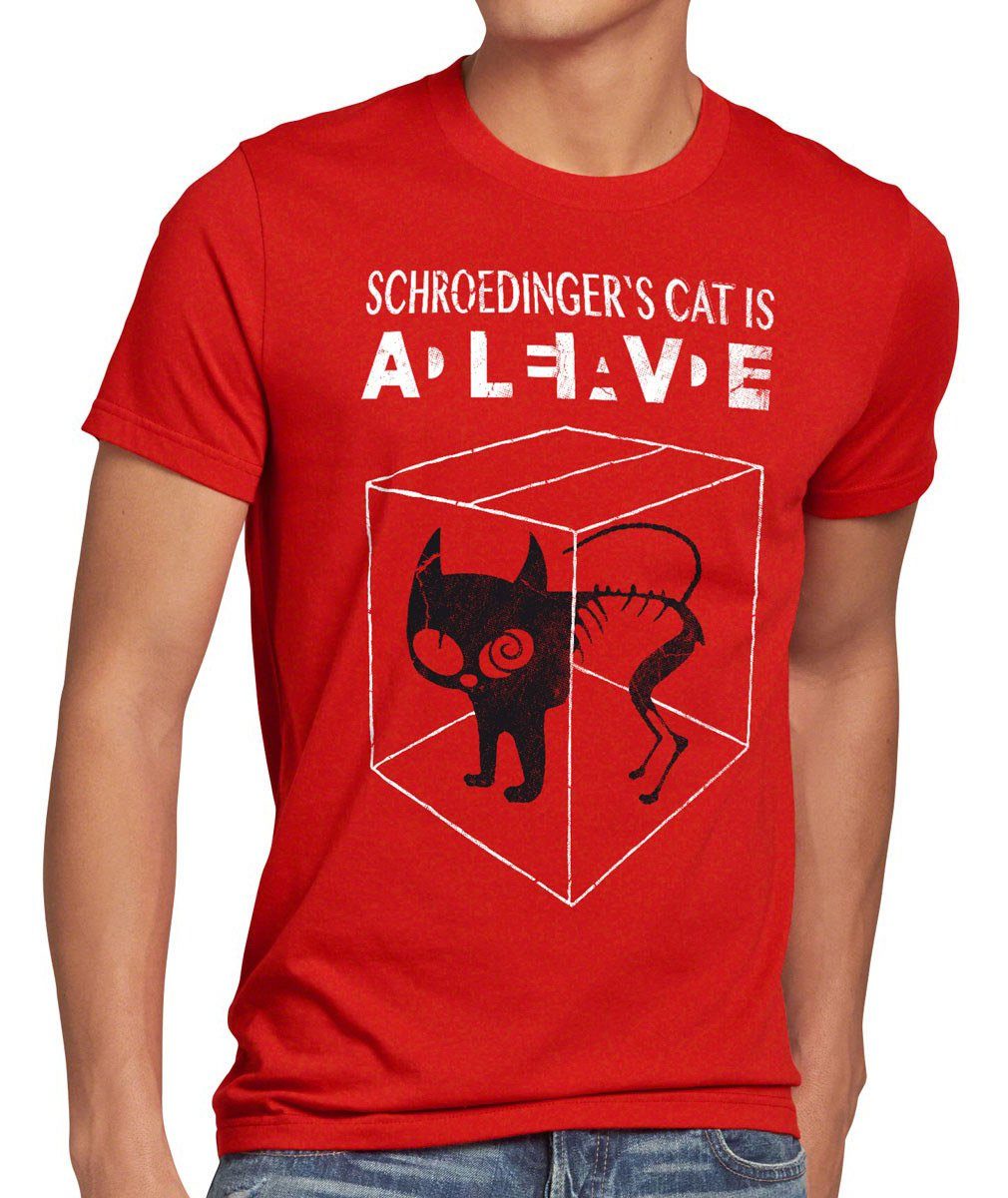 rot Katze Schroedinger's schrödingers neu Sheldon Herren Print-Shirt cat T-Shirt Bang style3 Big Theory