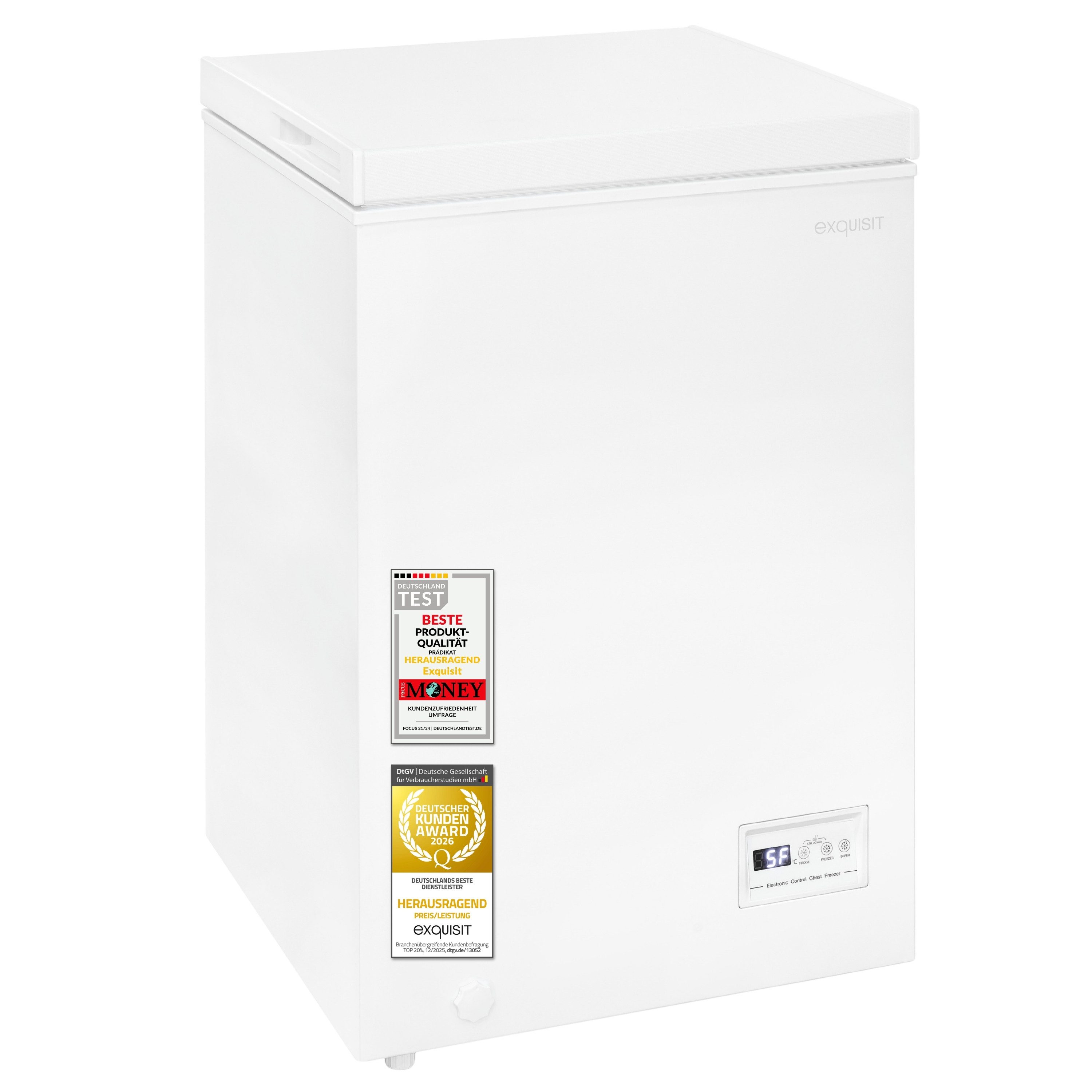 exquisit Gefriertruhe GT5101-E-040E, 54,5 cm breit, 98 l, 98 l Nutzinhalt gesamt, Energieklasse E, Gefriervermögen 6,0 kg/24h